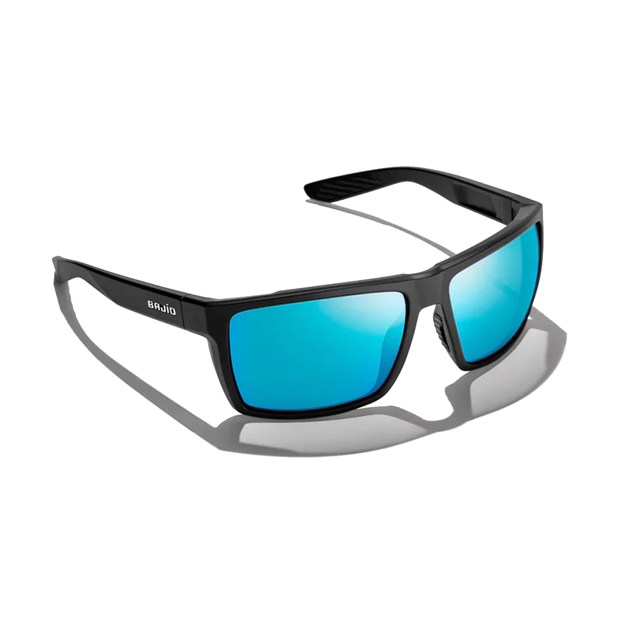 Bajio Stiltsville X Large Polarized Sunglasses for Men - Black Matte Frame with Blue Mirror Lens | Outdoor Sports, Fishing & Driving Shades