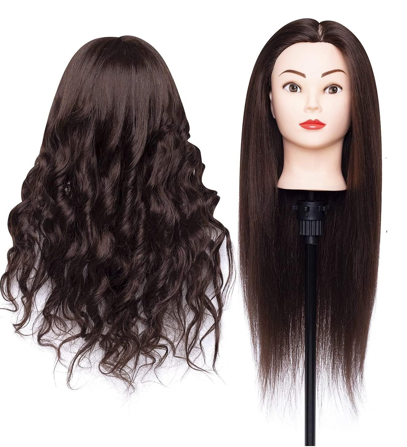 Professional Makeup & Hairstyling Training Head - Dark Brown Mannequin for Salon Practice, Cosmetology Students & Beauty Enthusiasts | Perfect for Makeup Application, Hair Cutting, Styling & Coloring Practice