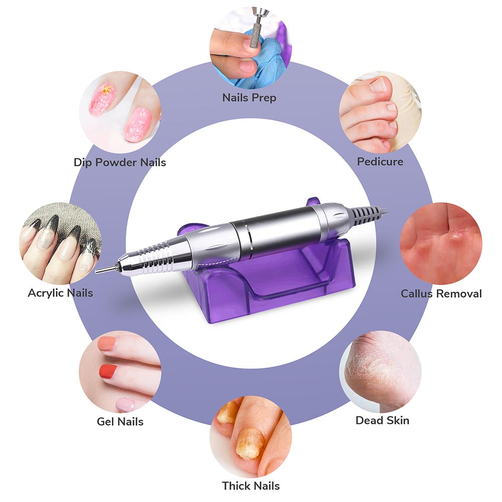 Professional Electric Nail Drill Kit for Acrylic & Gel Manicures - Cordless Nail File with Pedal Control for Salon & Home Use - Perfect for Nail Art, Extensions & Pedicures