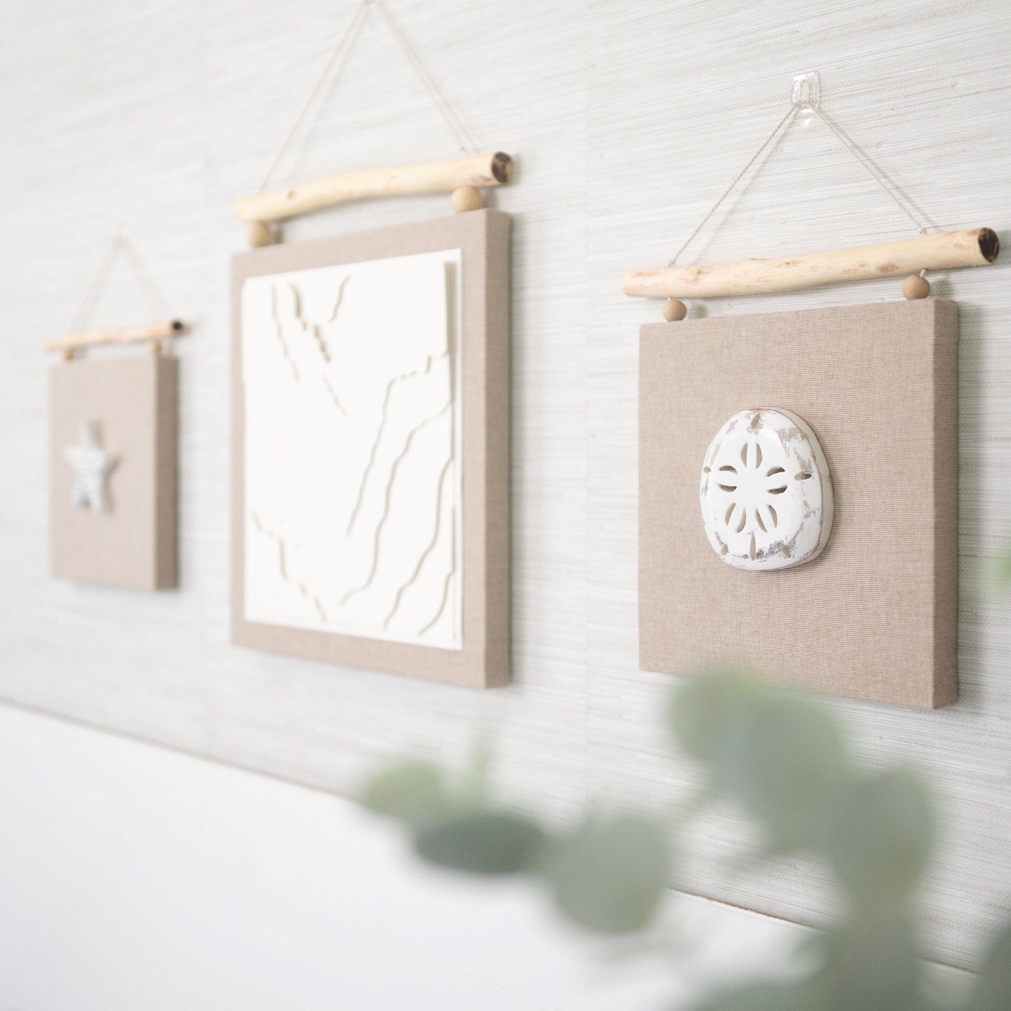 Crane Baby Cove 3-Piece Beach Life Wall Decor Set - Coastal Nursery Decor for Baby Rooms, Beach House & Seaside Themed Bedrooms