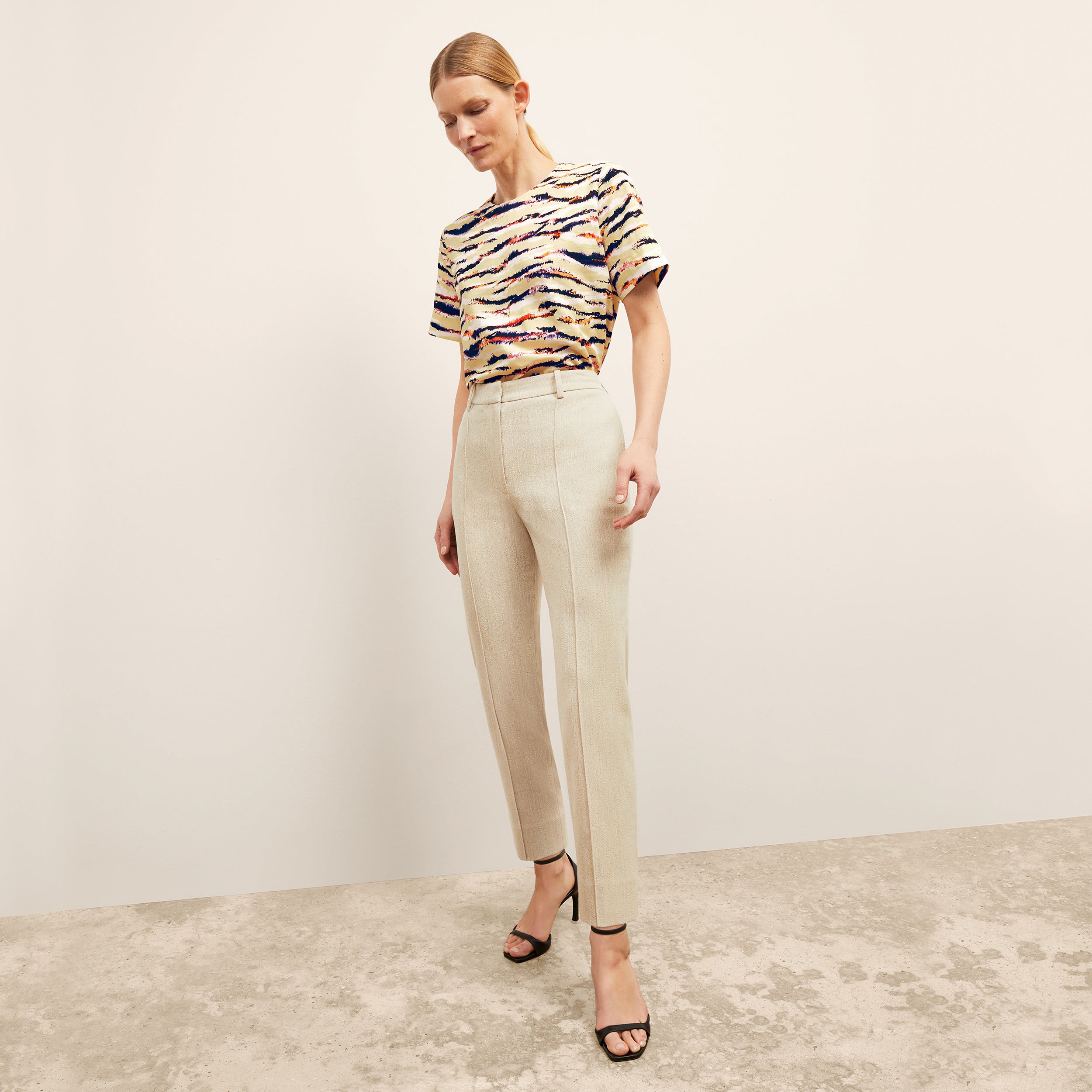 Pearl Pant Cotton Tweed Pants for Women - Ivory High Waisted Trousers | Comfortable Office Wear & Casual Outfits