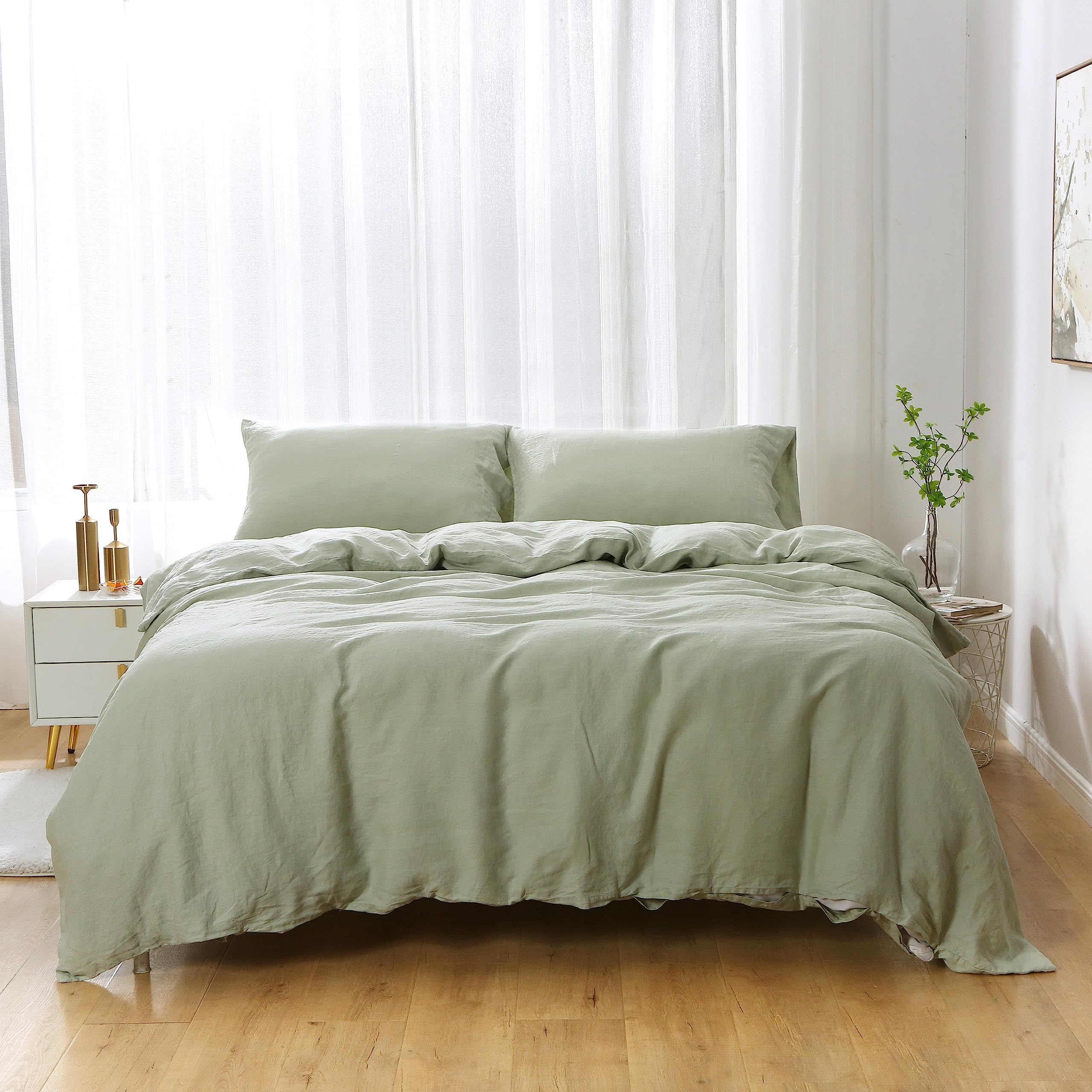 Premium 100% French Linen Duvet Cover Set - Ultra Soft & Breathable Luxury Bedding for All Seasons - Perfect for Master Bedroom, Guest Room & Airbnb Stays