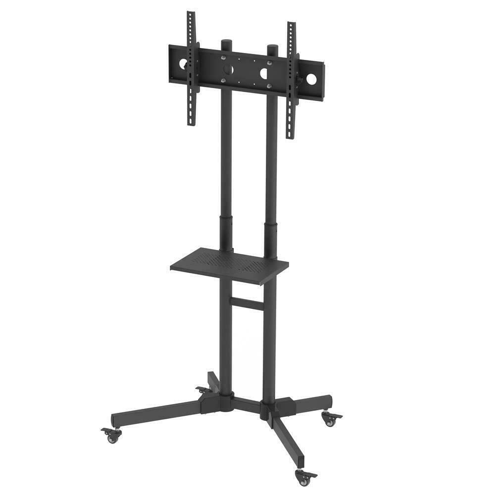 SensaitiN TV Stand Mobile Cart with Storage Shelf for 37-70 Inch TVs - Farmhouse Style TV Stand with Wheels, Entertainment Center for Living Room, Bedroom & Apartment