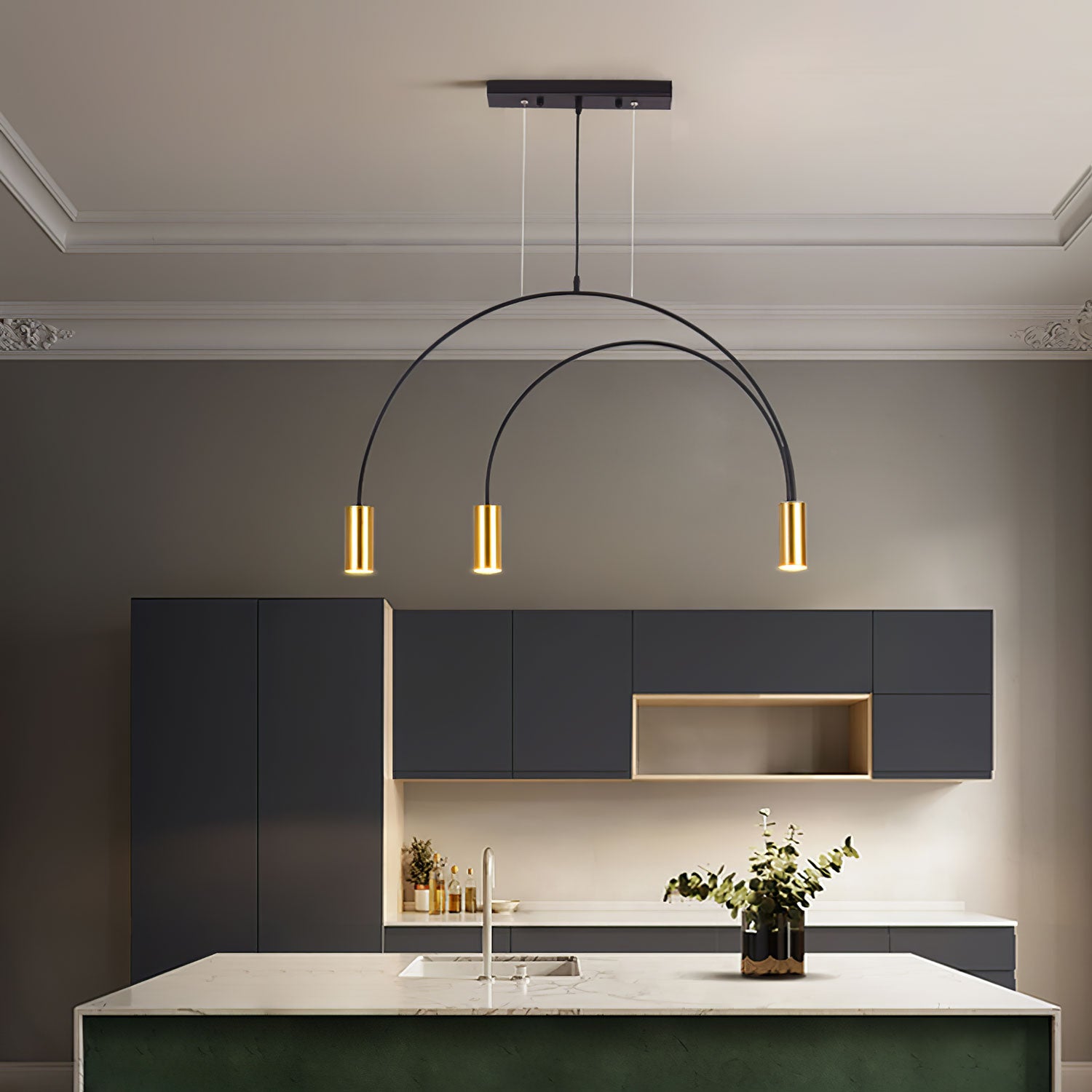 Modern Arcs Pendant Light - Sleek Minimalist Hanging Fixture for Kitchen Island, Dining Room & Bedroom Lighting | Dimmable LED Ceiling Lamp for Home Decor