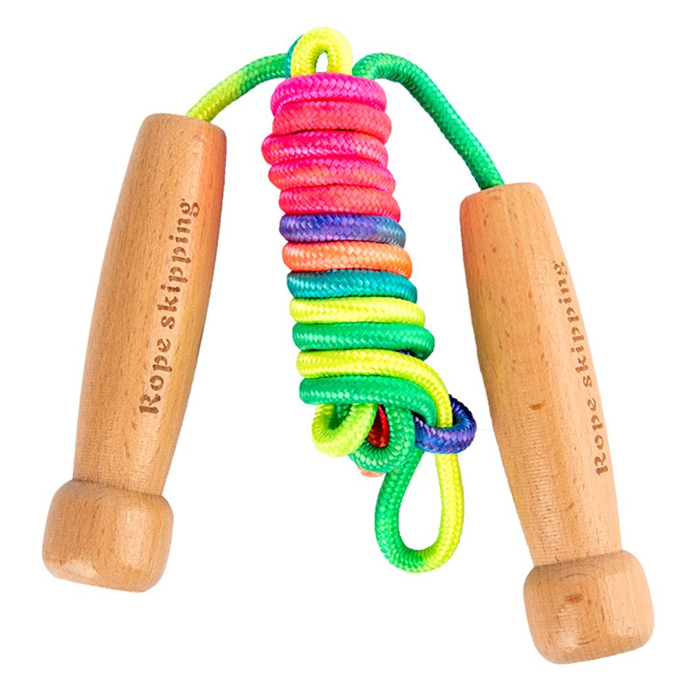 Adjustable Rainbow Jump Rope for Kids & Students - Wooden Handle Skipping Rope for Sports Fitness, Outdoor Fun & School Activities | Perfect for Exercise, Playground & Gym Training