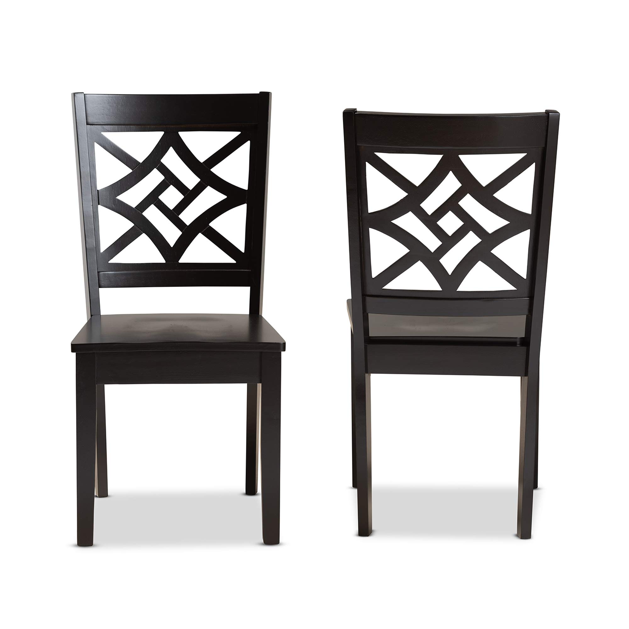 Baxton Studio Nicolette 2-Piece Dark Brown Wood Dining Chair Set - Perfect for Kitchen, Dining Room & Breakfast Nook