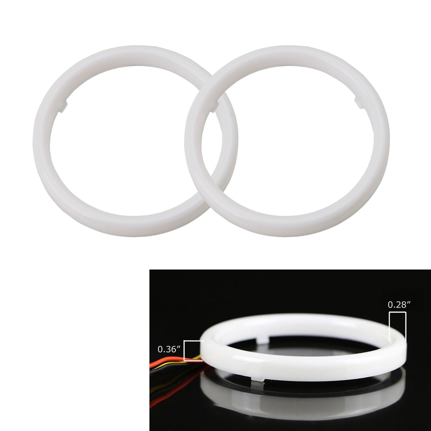 110mm White/Amber Switchback LED Halo Ring Kit - Universal Headlight & Fog Light Retrofit for Cars, Trucks, SUVs - DRL Daytime Running Lights Upgrade with Angel Eyes Effect