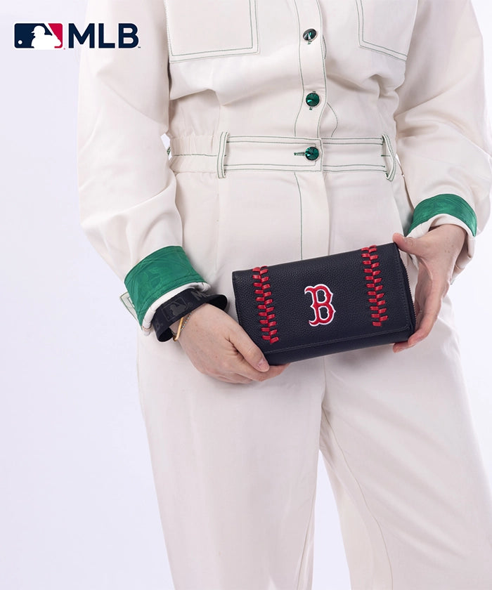 MLB Boston Red Sox Genuine Leather Wallet for Men - Premium Bifold Credit Card Holder - Perfect Gift for Baseball Fans & Game Day Essentials