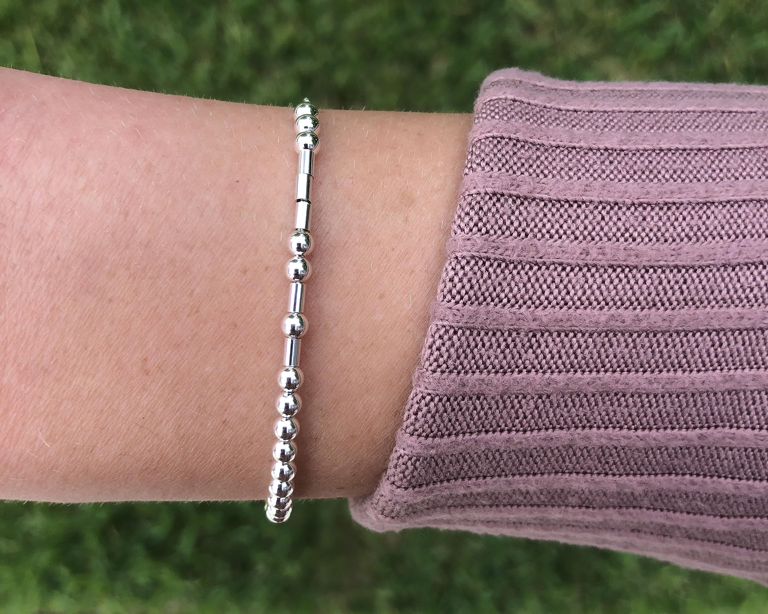 Sister Morse Code Bracelet - 925 Sterling Silver Handmade Jewelry Gift for Women - Adjustable 7