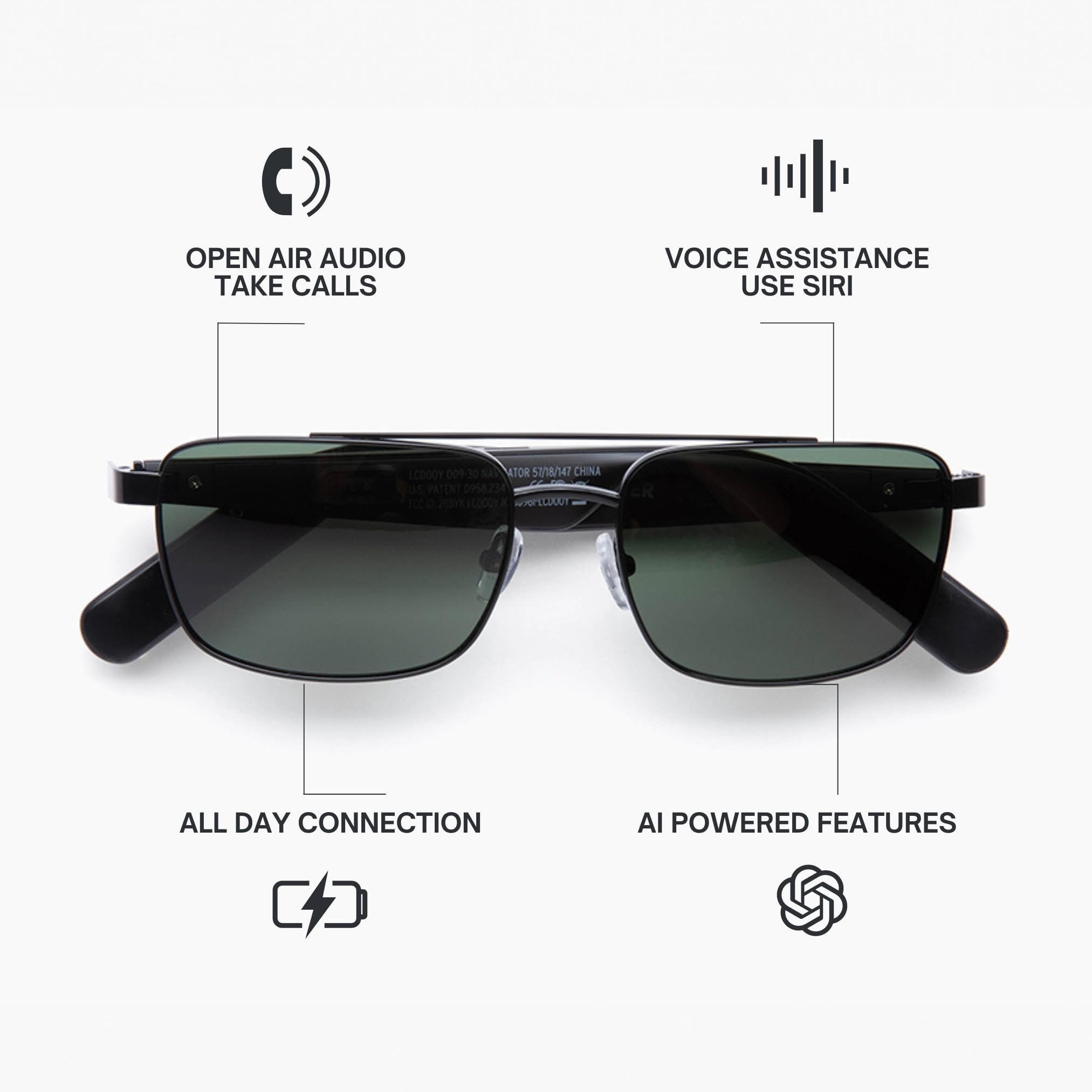 Eddie Bauer Bluetooth Smart Glasses for Men - Polarized UV400 Lenses with Open Ear Speakers & Microphone - Hands-Free Calling & Music - Perfect for Driving, Running, and Outdoor Activities