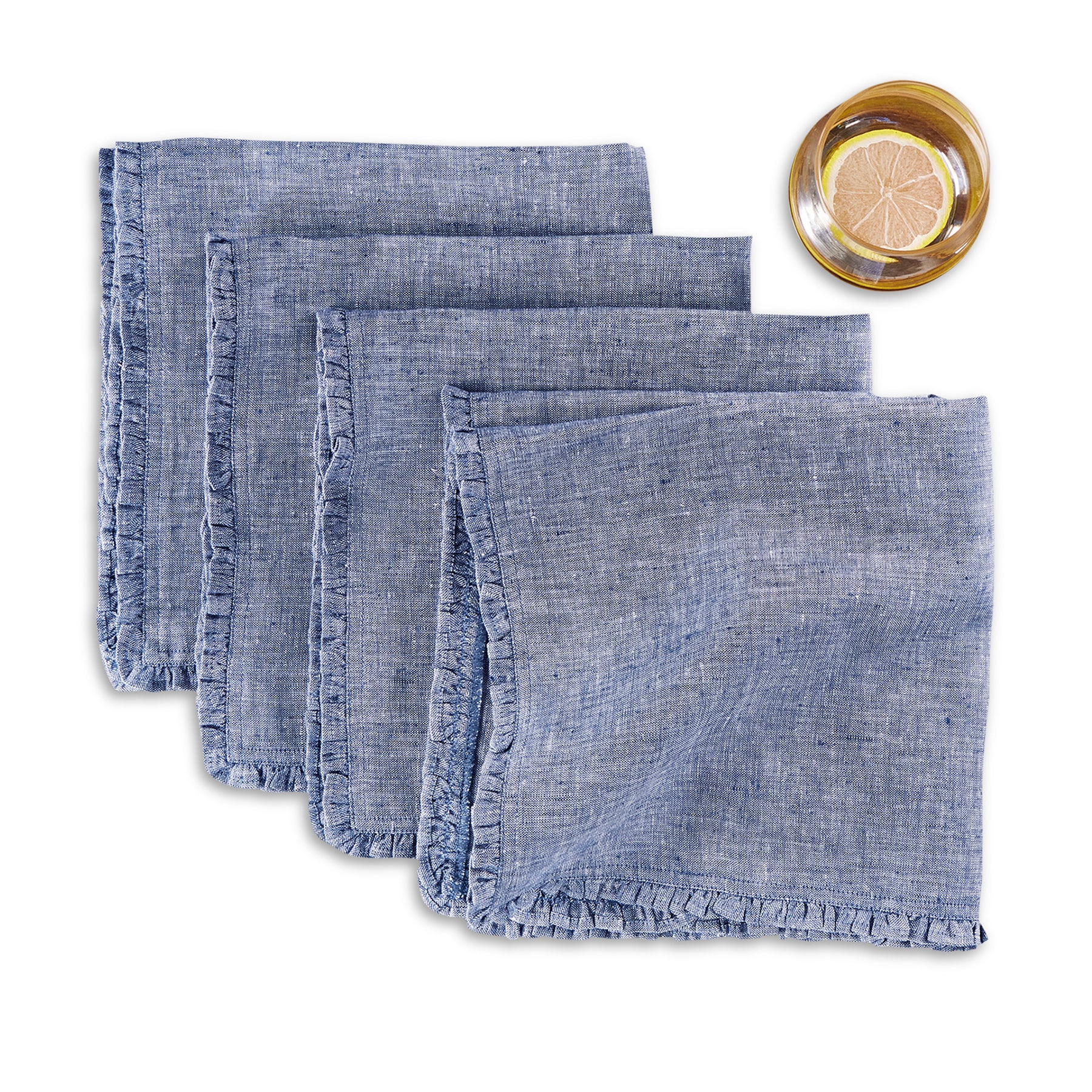 Juliette Ruffled Napkins - Set of 4 Premium Cotton Dinner Napkins for Formal Dining & Special Occasions