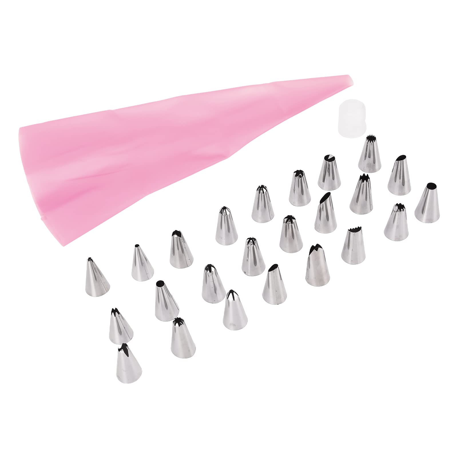 Reusable Cake Piping Nozzle Tips - Stainless Steel Icing Decorating Tools for Baking, Cupcakes & Cookies - Perfect for Home Kitchen & Cake Shops (Pink)