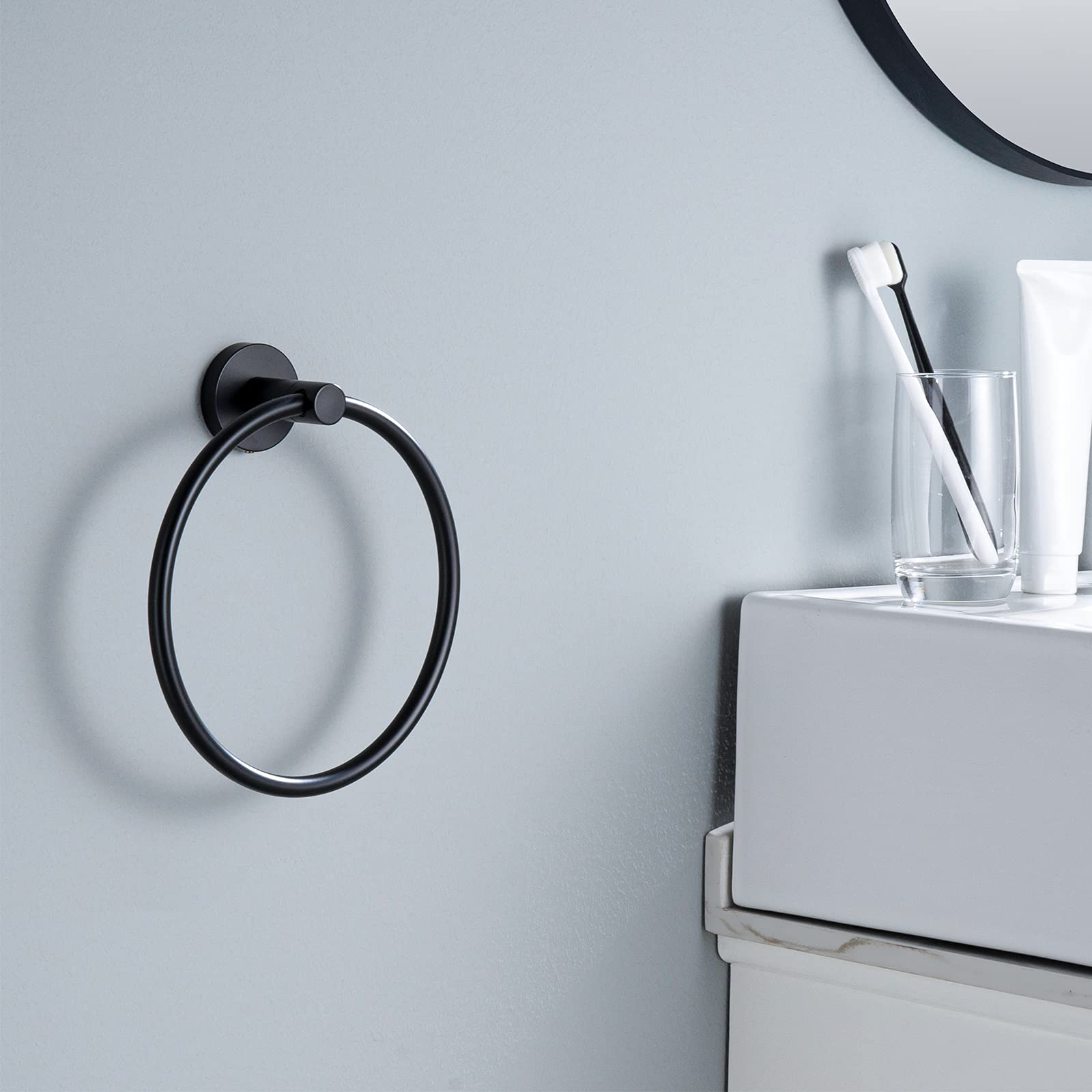 KES Black Stainless Steel Toilet Paper Holder & Hand Towel Holder Set (A2175S12-BK + A2180-BK) - Modern Bathroom Accessories for Home & Hotel Use