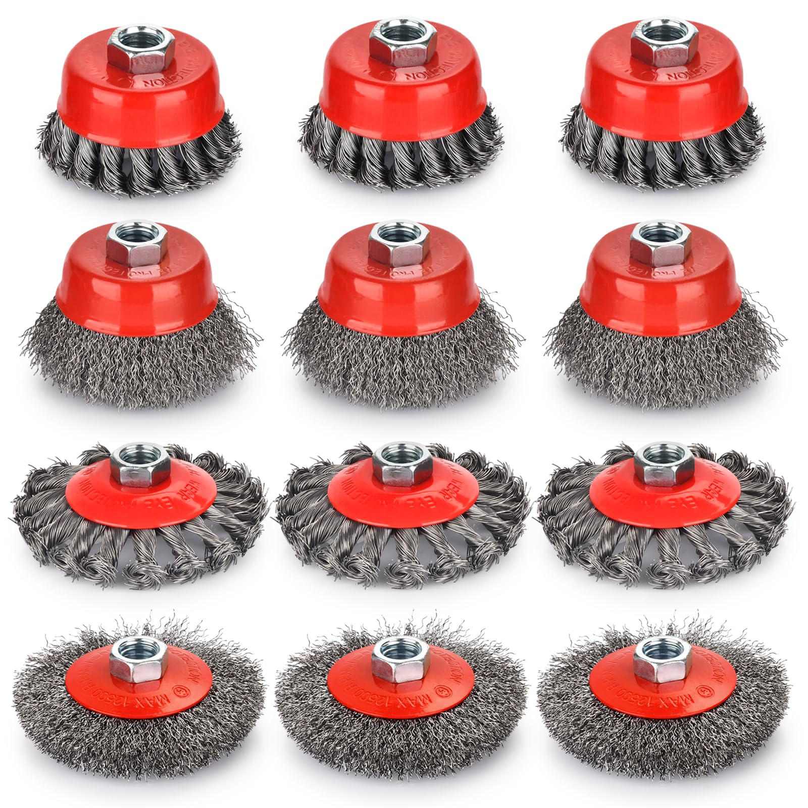 12 Pack Coarse Crimped Wire Wheel Brush for 4-1/2