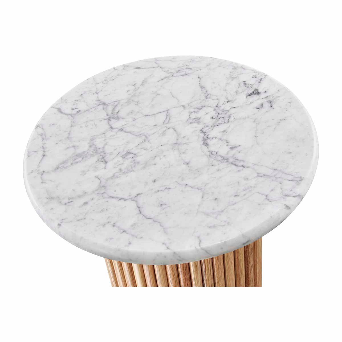 Cosmos Modern Side Table - Solid Oak Wood & Carrara Marble Top - Nightstand, End Table for Living Room, Bedroom, Office - Stylish Home Decor Furniture