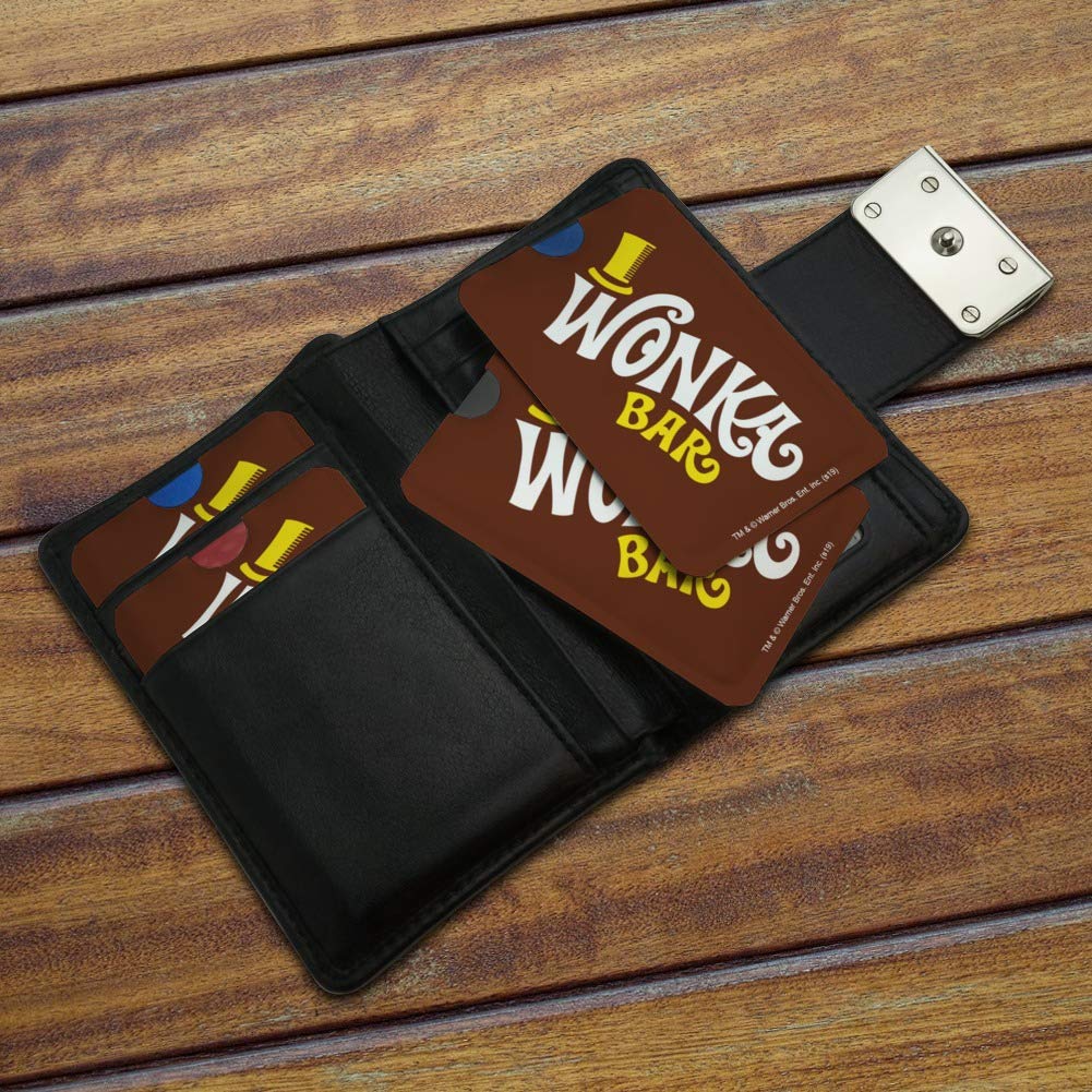 Willy Wonka Chocolate Factory Themed RFID Blocking Credit Card Holder - Set of 4 Wallet Protectors for Contactless Security (Perfect for Travel, Shopping & Identity Theft Protection)