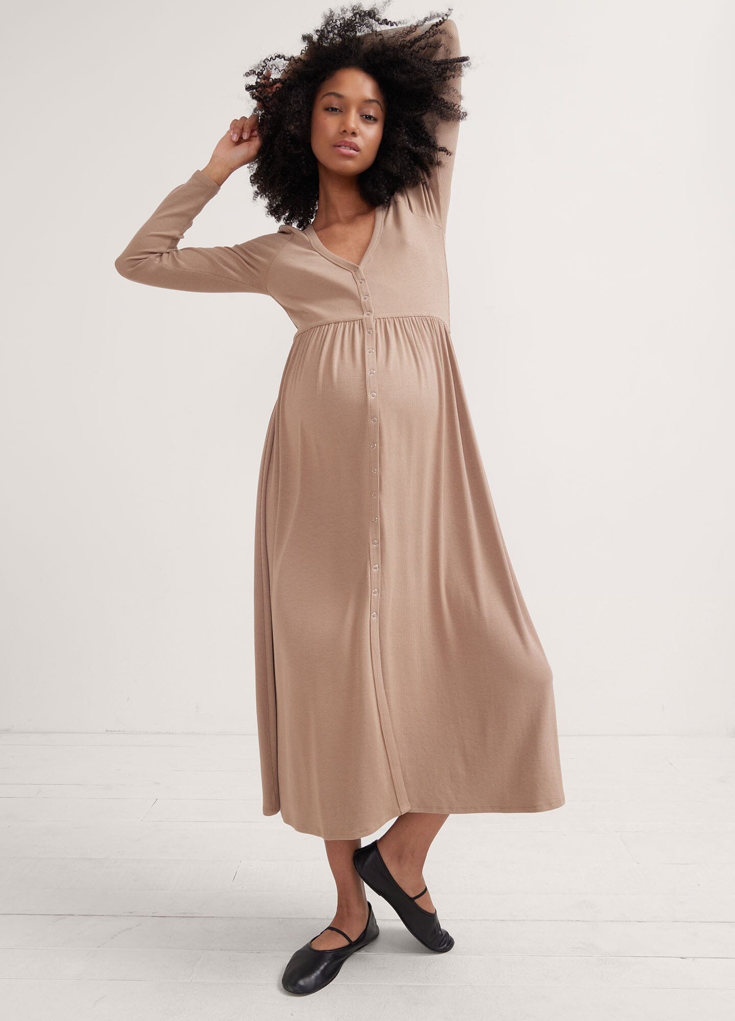 Ultra Soft Ribbed Nursing Dress for Breastfeeding Moms - Comfortable Maternity Wear for Nursing, Lounging & Everyday Use