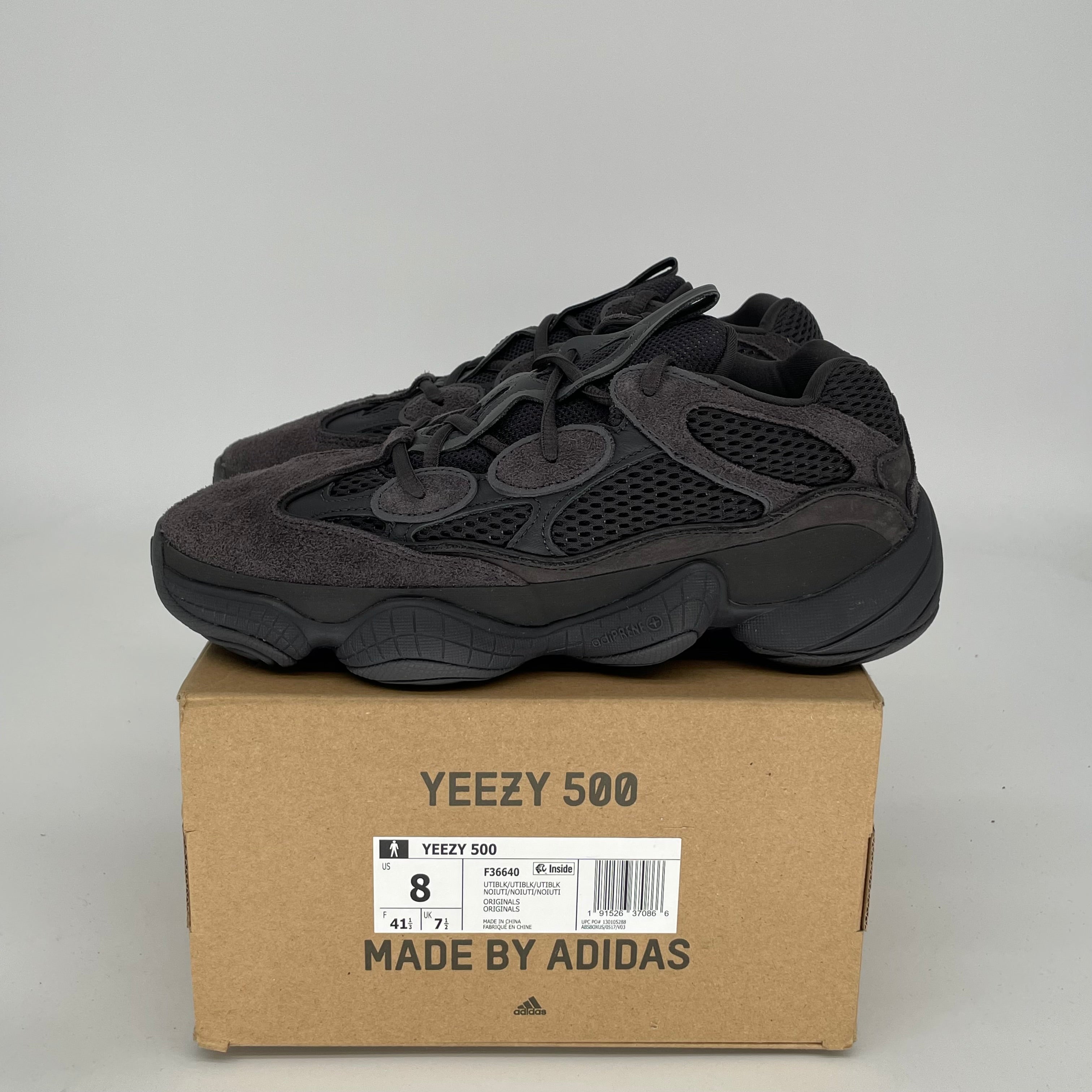 Adidas Yeezy 500 Utility Black Men's Sneakers Size 8 | F36640 | Comfortable Running Shoes for Casual Wear & Street Style