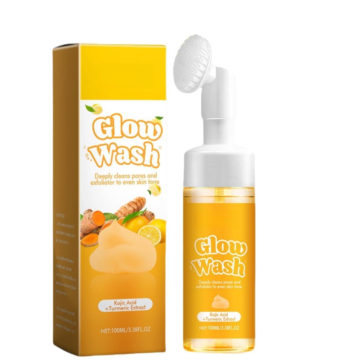 Turmeric Brightening Face Wash with Brush - Gentle Exfoliating & Cleansing for All Skin Types - Perfect for Daily Skincare & Glowing Complexion