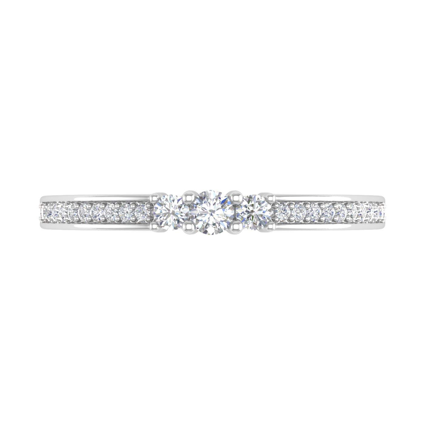 10K Solid Gold 3-Stone Diamond Engagement Ring (0.22 Carat) - Elegant Wedding Band, Anniversary Gift for Her, Perfect for Proposals & Special Occasions