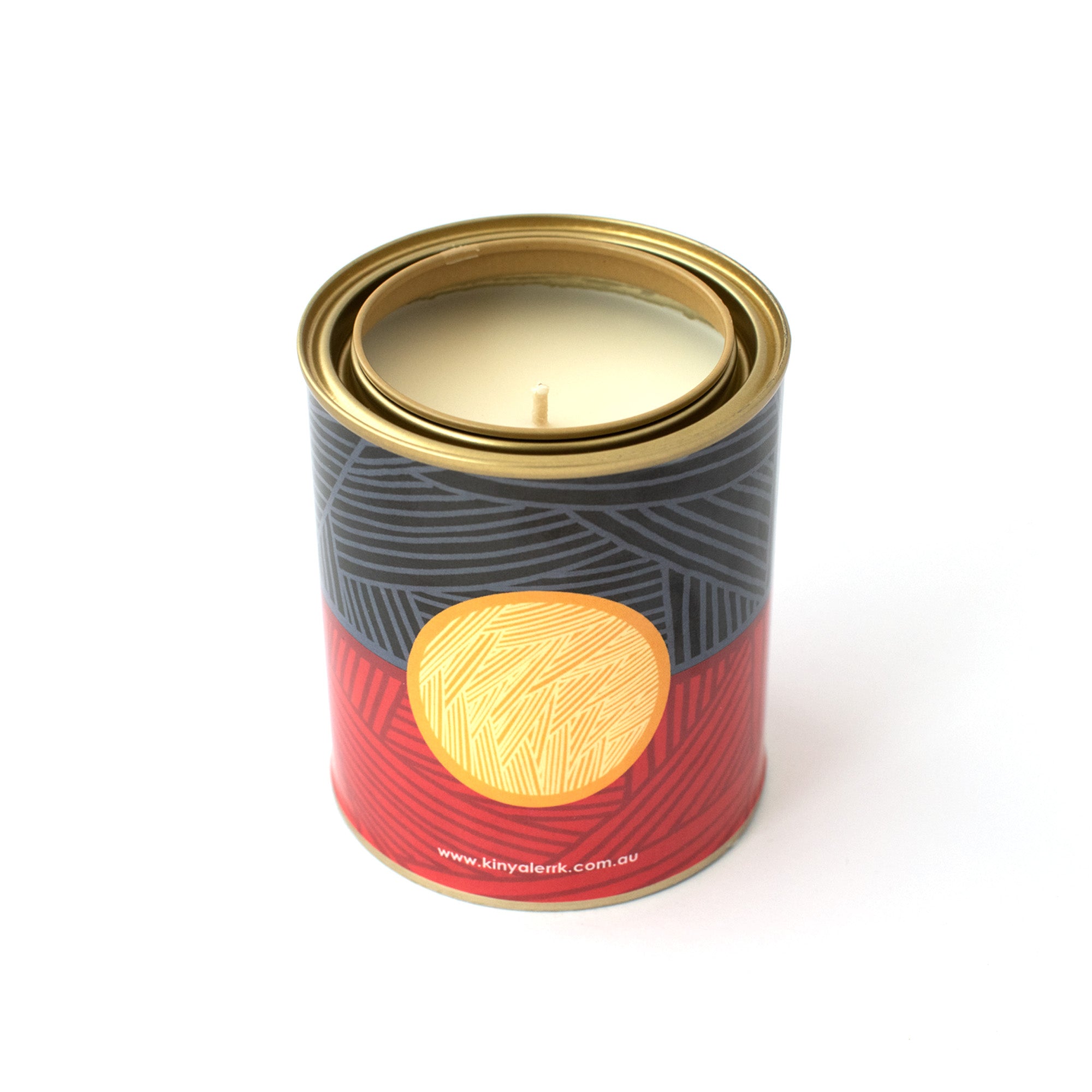 Kinya Lerrk Aboriginal Flag Designer Candle Tin - Handmade Scented Soy Wax Candle in Decorative Tin - Perfect for Home Decor, Gifts & Cultural Celebrations