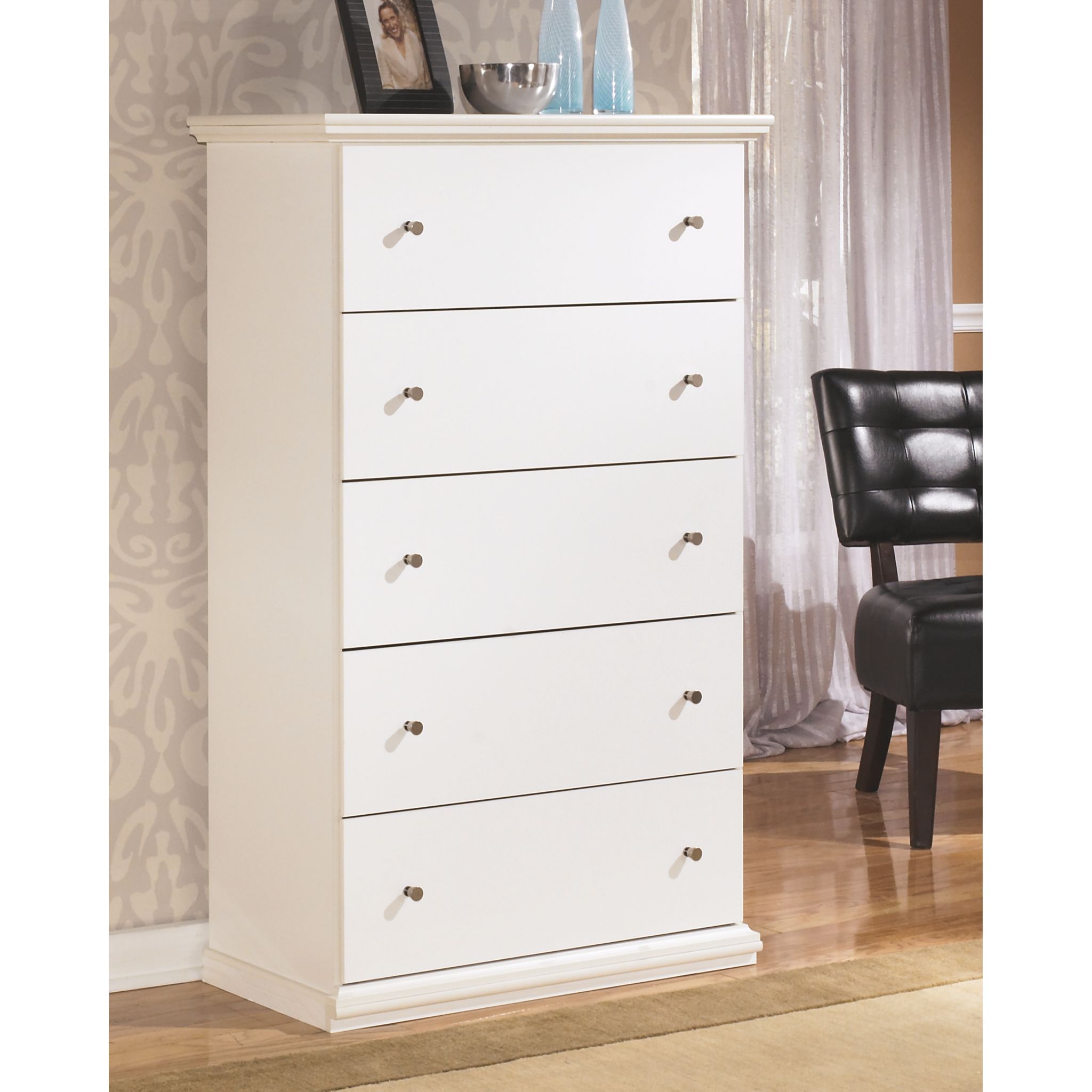 Bostwick Shoals Chest - White Wooden Storage Cabinet for Bedroom, Living Room & Office Organization | Modern Home Decor Furniture