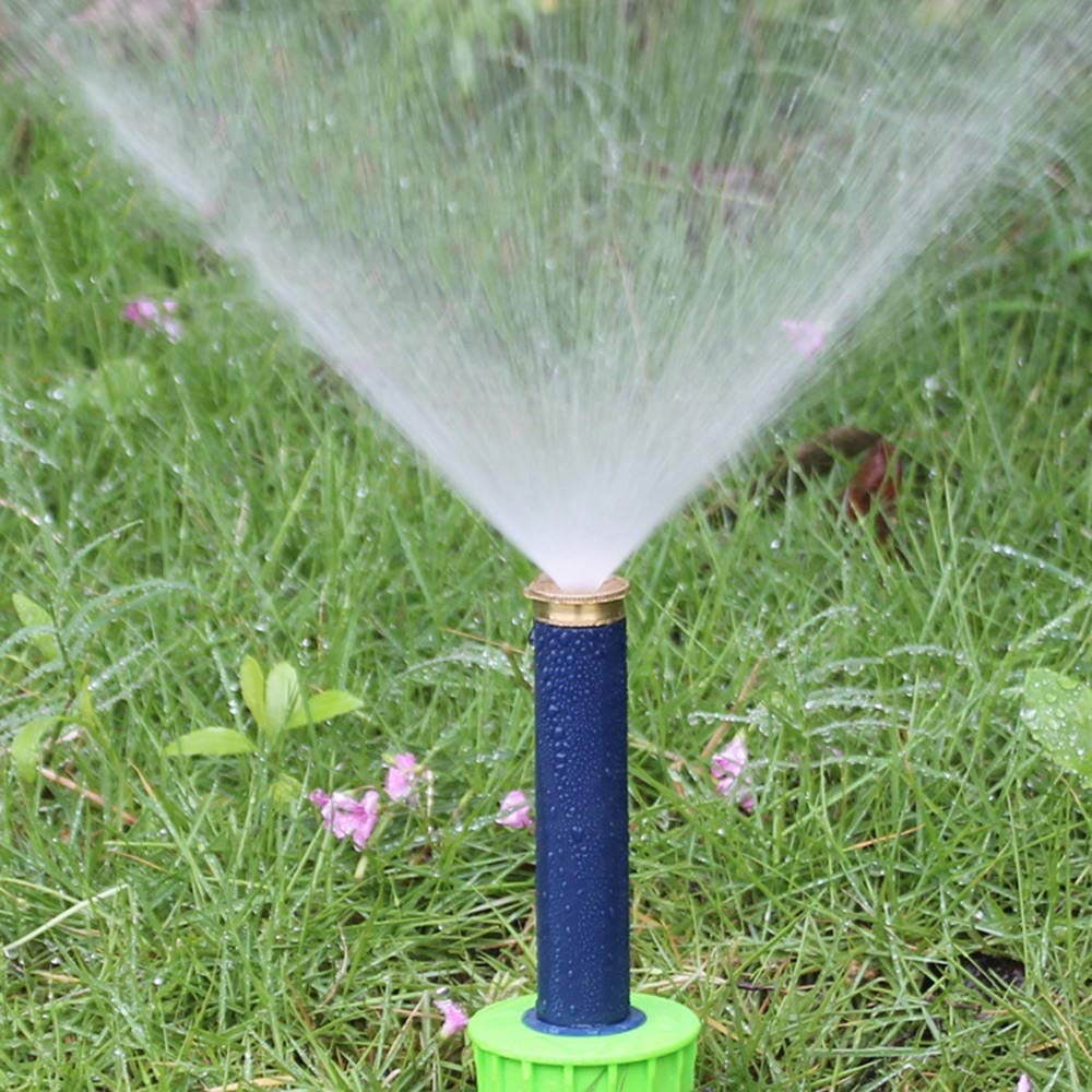 Automatic Retractable Lawn Sprinkler System - Blue Garden Watering Irrigation Tools with Buried Nozzles for Home & Yard | Perfect for Lawn Care, Flower Beds & Vegetable Gardens