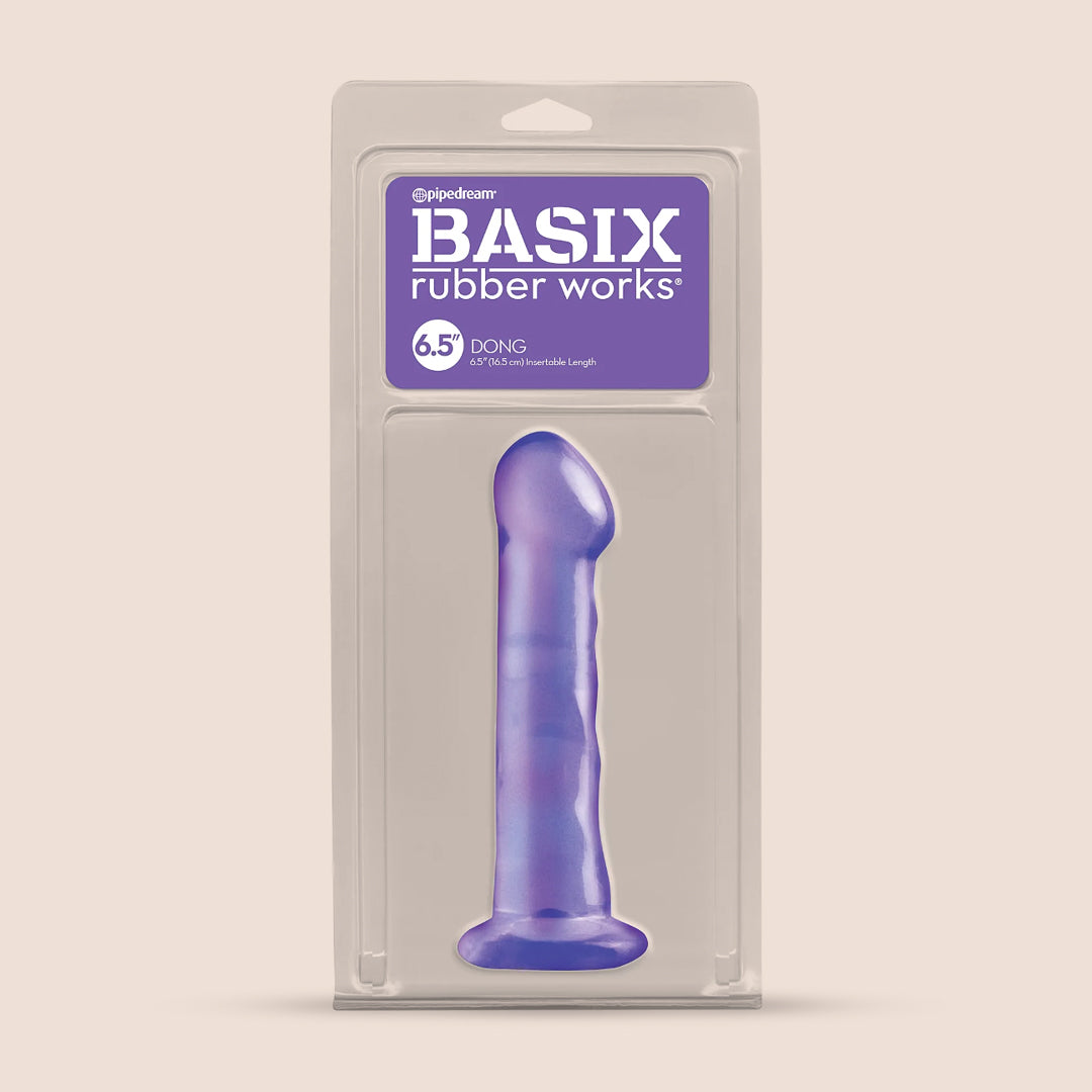 Basix 6.5 Inch Realistic Dildo with Strong Suction Cup - Flexible Yet Firm Silicone Adult Toy for Solo Play, Couples Fun & Strap-On Use
