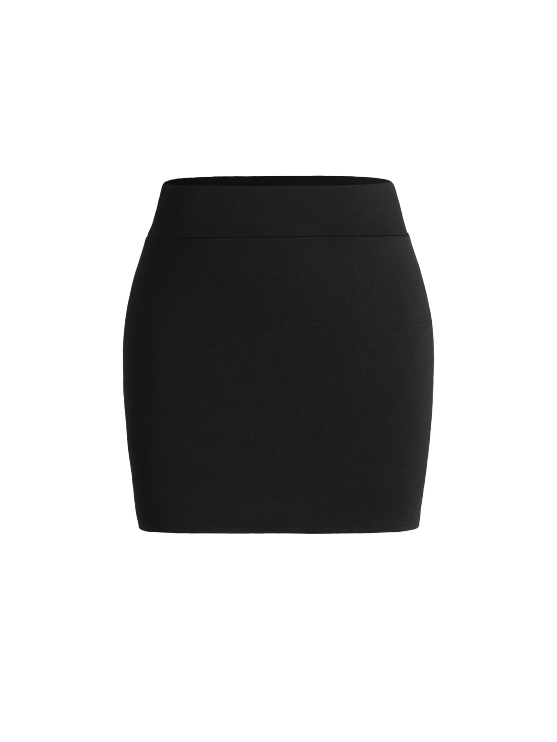 Cider Solid Slit Mini Skirt - Women's High Waist Stretch Denim Short Skirt for Casual Outfits & Night Out