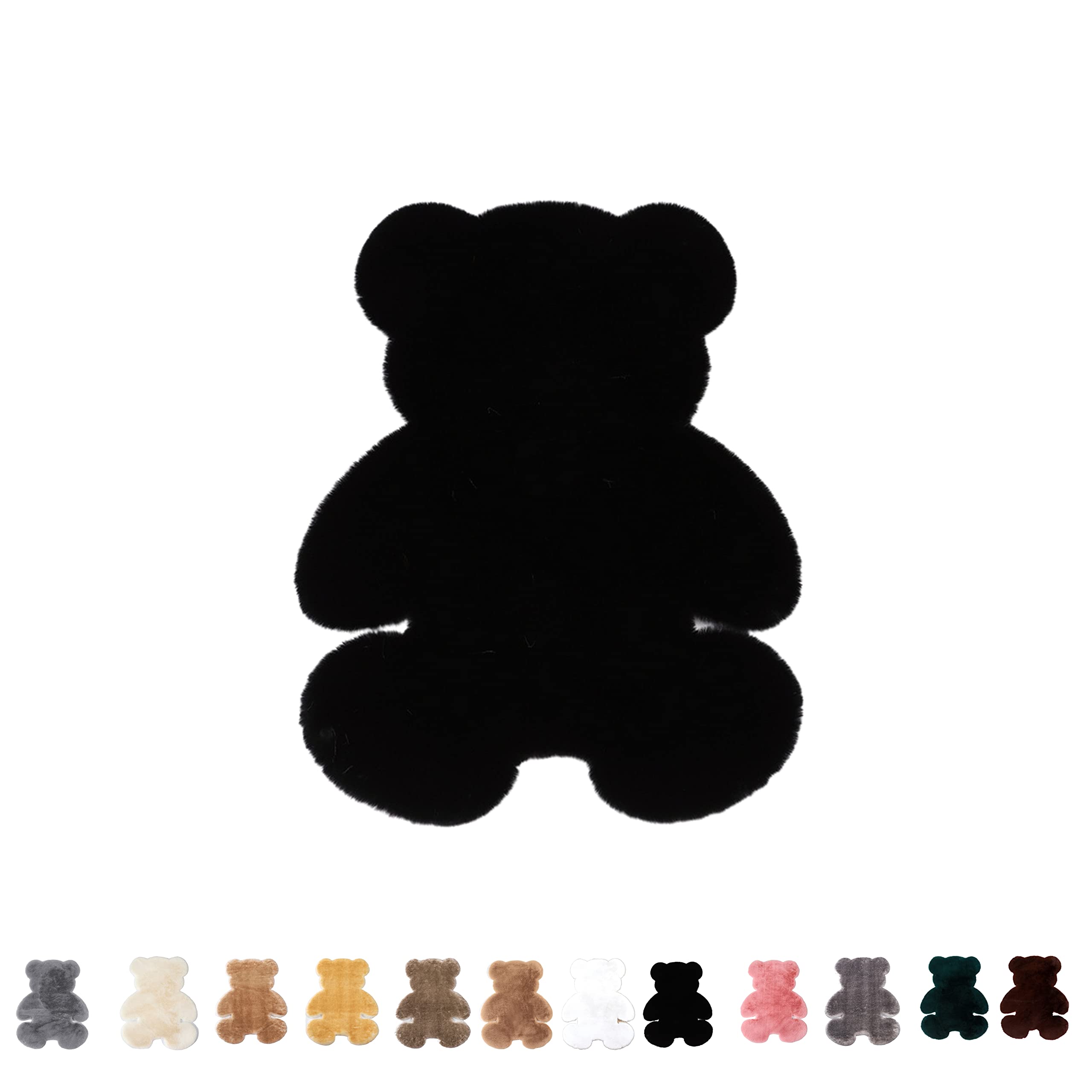 HYGGE HOME Ultra Soft Faux Rabbit Fur Area Rug - Black Fluffy Shag Rug for Bedroom & Living Room Decor | Cozy Teddy Bear Shaped Aesthetic Rug for Girls Room | Perfect for Floor Seating, Nursery, and Instagram-Worthy Home Styling