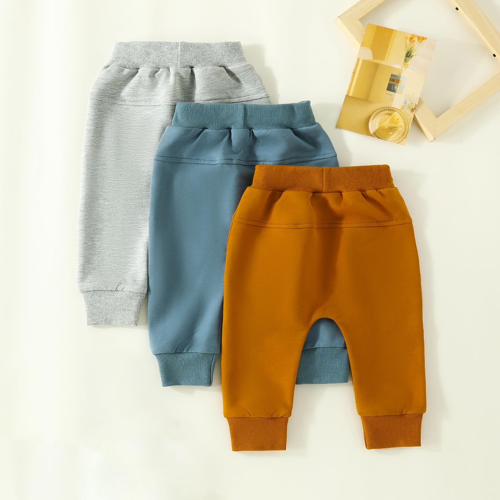 3 Pack Baby Boys' Active Jogger Pants - Soft Cotton Sweatpants for Toddlers | Comfortable Casual Athletic Bottoms for Playtime, Daycare & Outdoor Activities