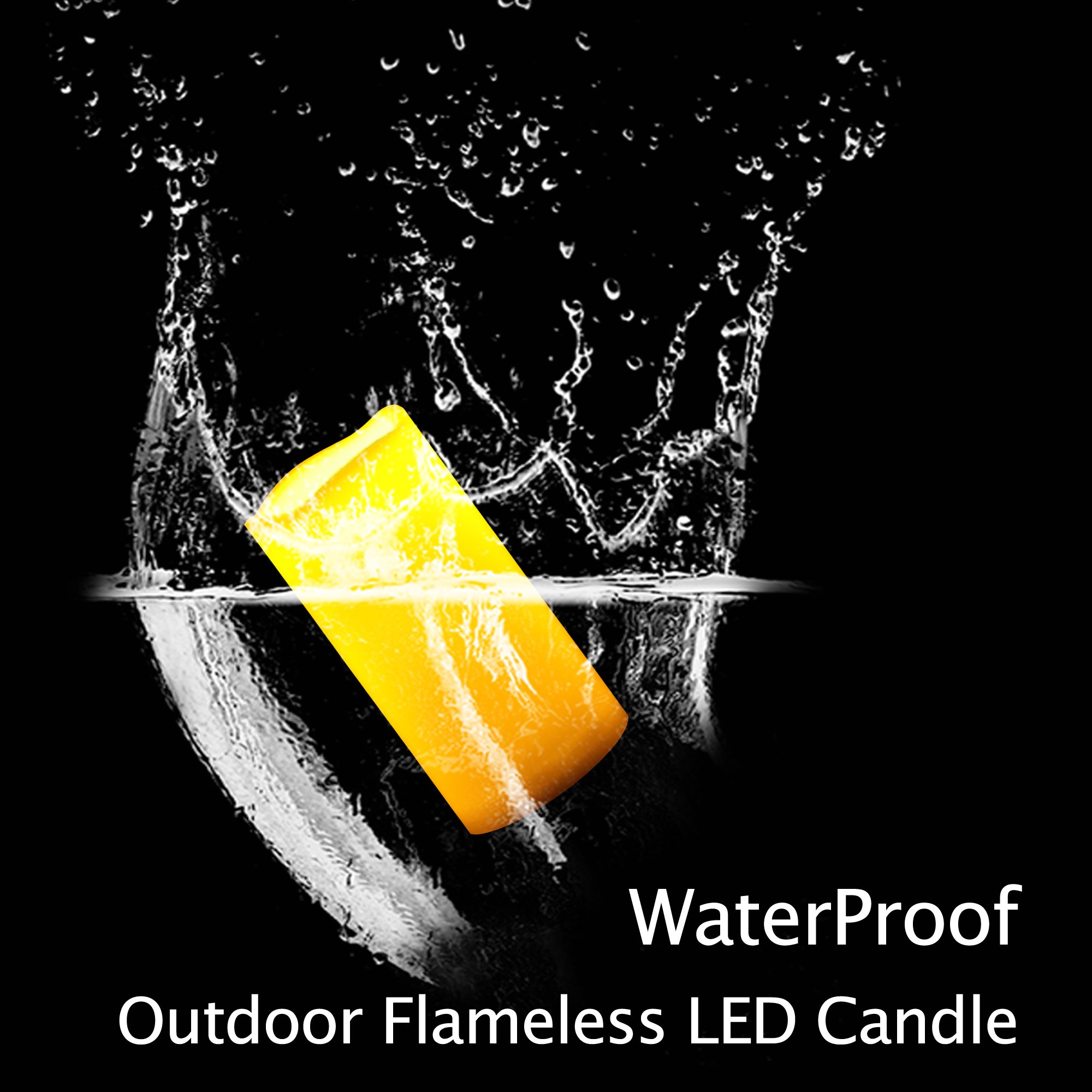 Waterproof Flameless LED Pillar Candles - Set of 3 Battery Operated Outdoor Candles with Timer & Flickering Effect - Plastic Resin Electric Decorative Lights for Patio, Garden, Wedding, Party & Home Decor - Perfect for Lanterns, Centerpieces and Romantic Ambiance