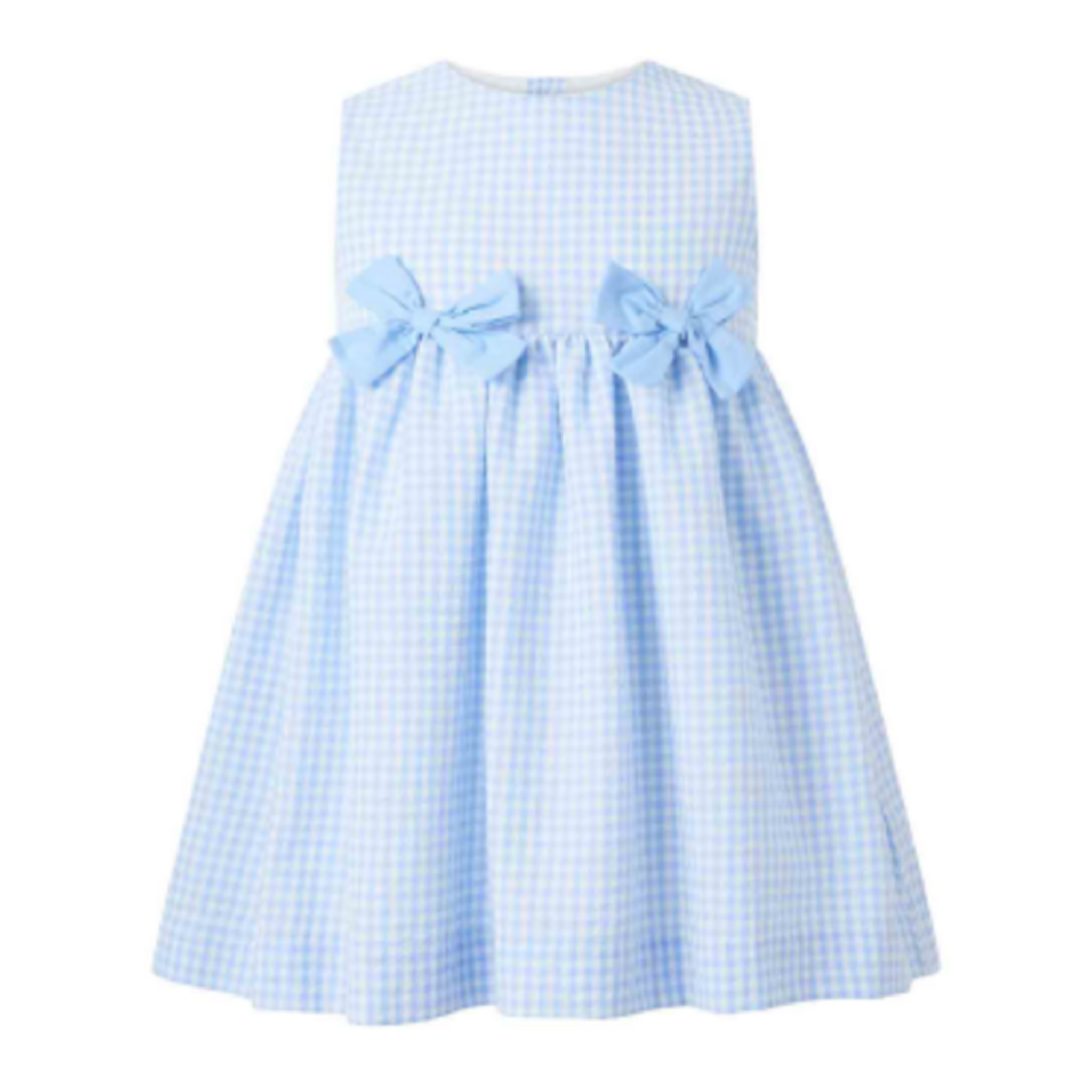 Blue Check Bow Dress & Bloomers for Baby Girls - Adorable Outfit for Photoshoots, Parties & Special Occasions