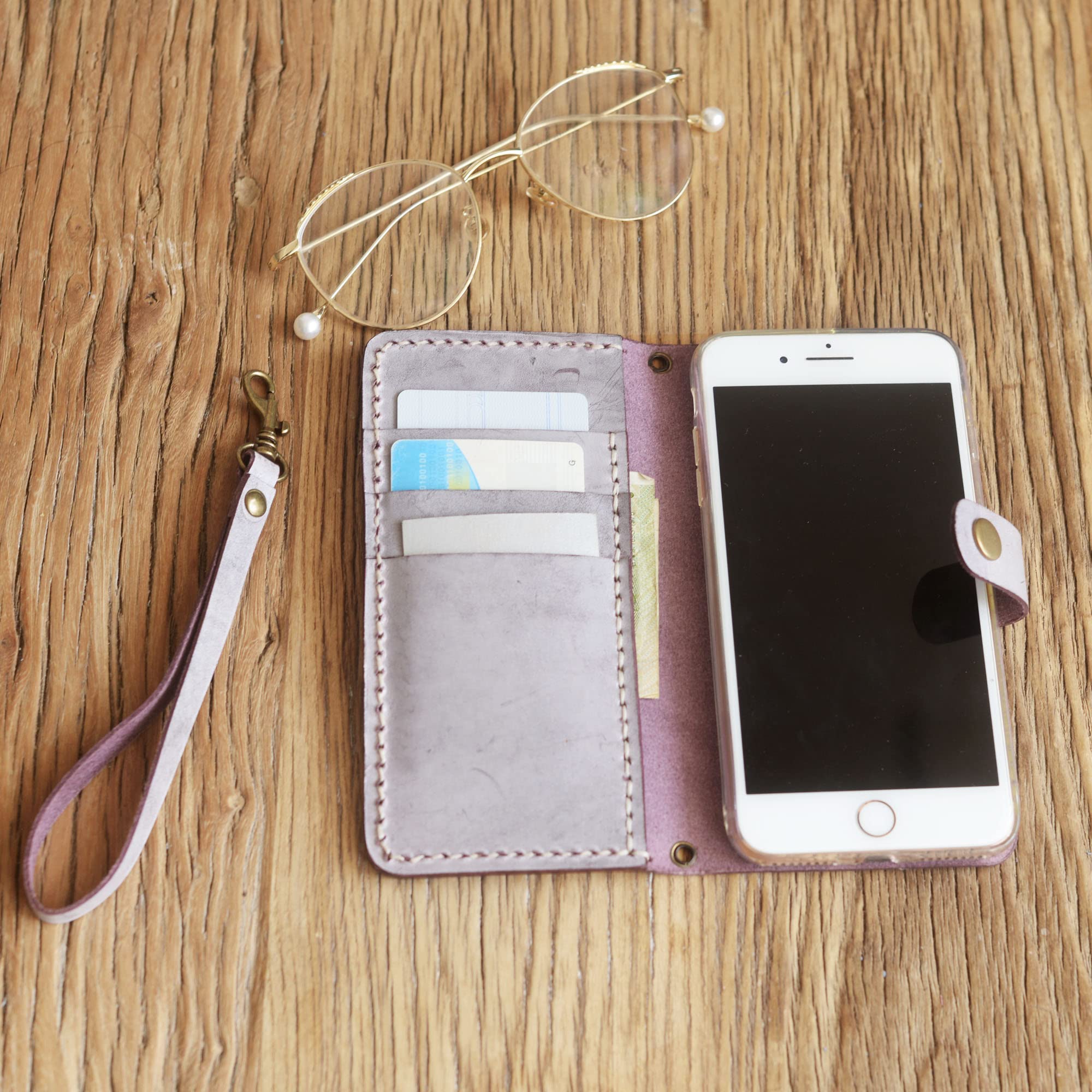 Personalized Leather Wristlet Wallet Case for iPhone 16/16 Pro Max/16 Plus/15/15 Pro Max/14 Pro/13 Mini/12/SE - Women's Fashion Phone Wallet with Card Slots (Perfect for Shopping, Travel & Everyday Use)
