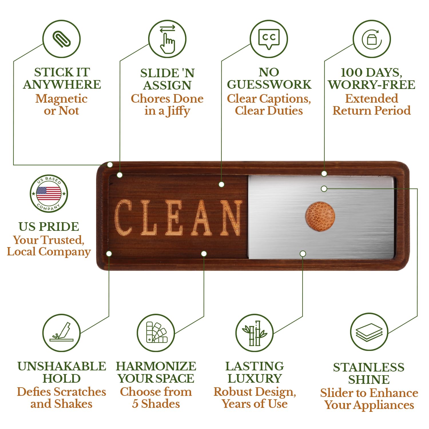 TEYGA Dishwasher Magnet Sign - Clean/Dirty Indicator for Kitchen, Dishwasher Status Marker for Home & Office Use