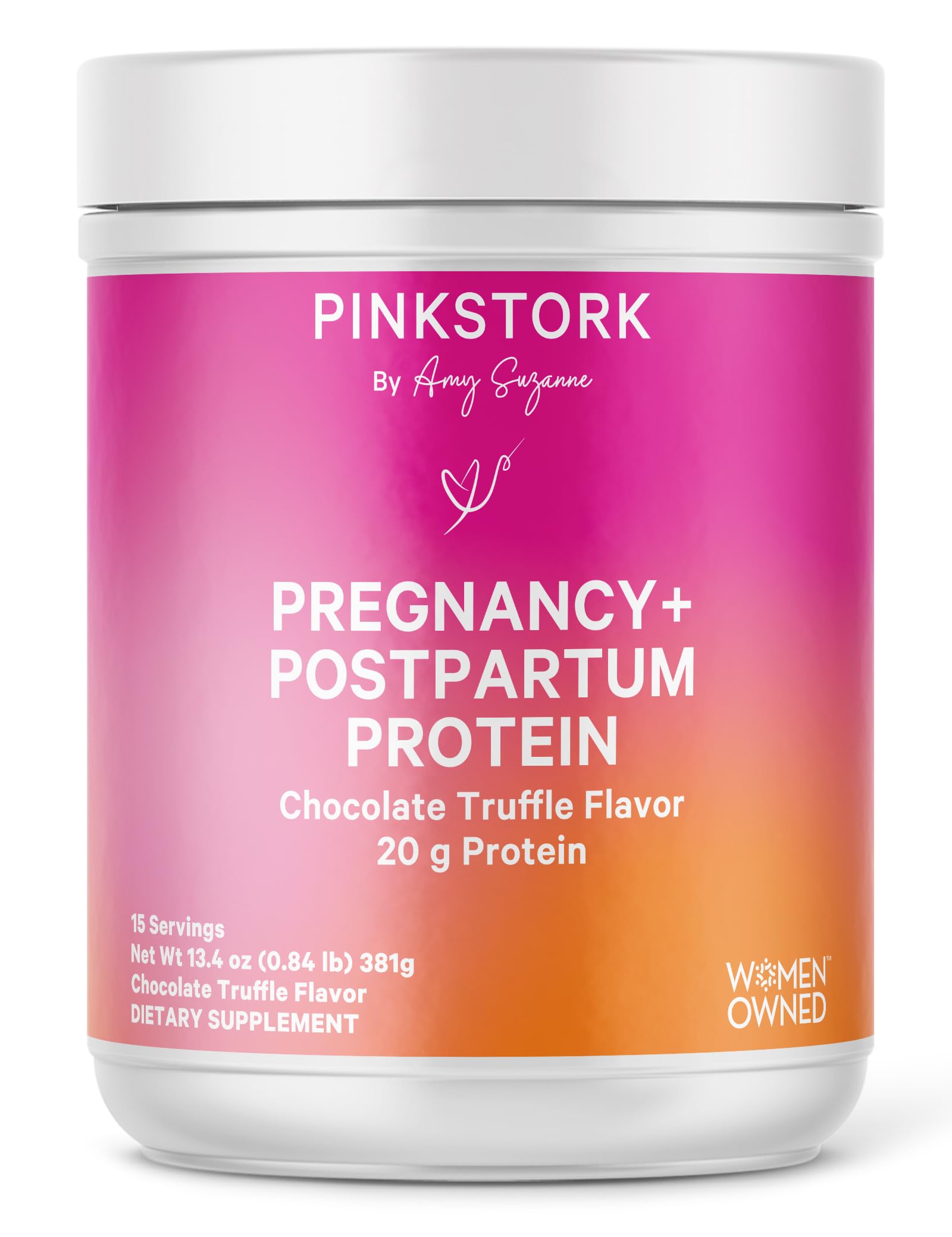 Pink Stork Pregnancy & Postpartum Protein Powder - 20g Chocolate Whey Collagen Protein for Prenatal, Postnatal & Lactation Support - Breastfeeding Essentials (15 Servings) - Ideal for Morning Smoothies & Post-Workout Recovery