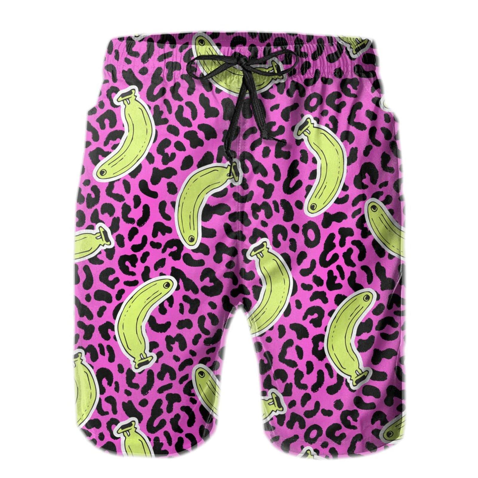 ONE TO PROMISE Men's Retro 80s 90s Swim Trunks - Quick Dry Beach Shorts with Pockets for Swimming, Surfing, Running, Yoga & Gym Workouts - Perfect for Summer Vacations, Pool Parties and Water Sports