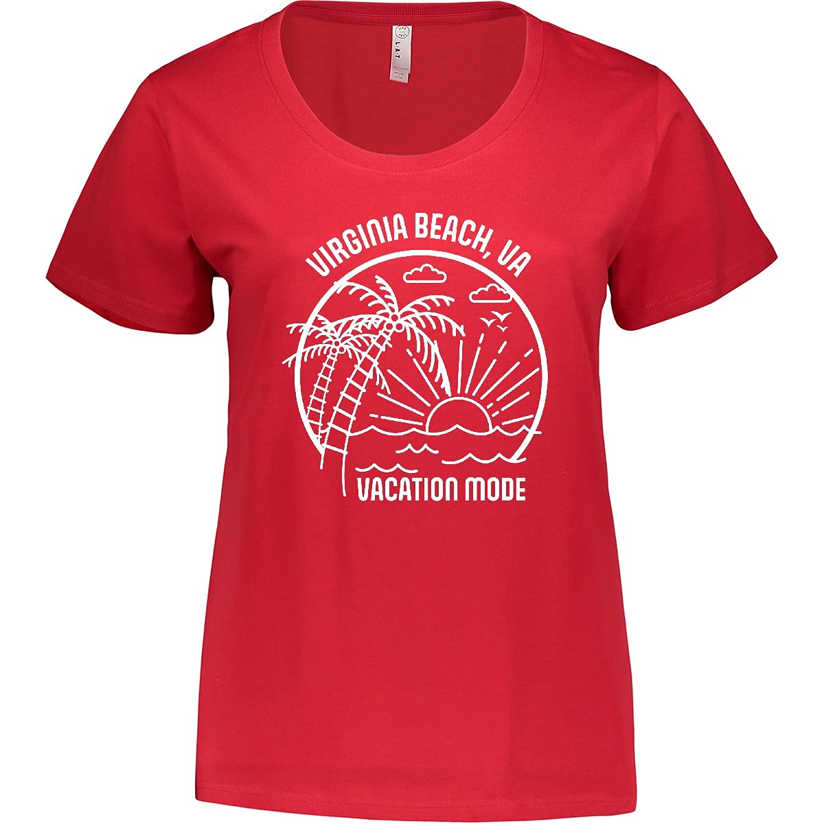 Inktastic Women's Plus Size Virginia Beach Summer Vacation Mode T-Shirt - Comfortable Casual Tee for Beach Trips, Travel & Relaxation