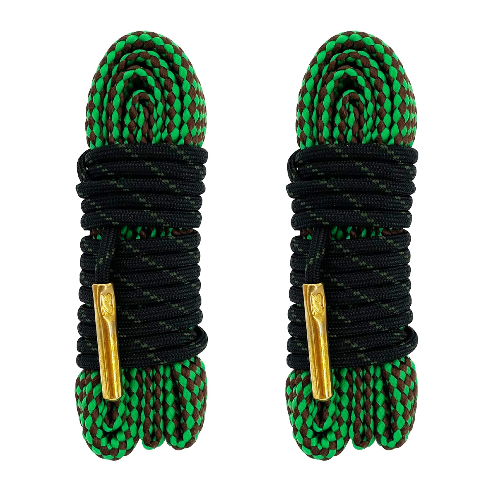 2 Pack Gun Cleaning Snake Rope - Rifle Bore Brush for Pistol, Handgun, Shotgun - Fits .22, .223, 5.56mm, .380, 9mm, 12GA, .308, .357, .44, .45 Caliber - Perfect for Range Maintenance & Firearm Care