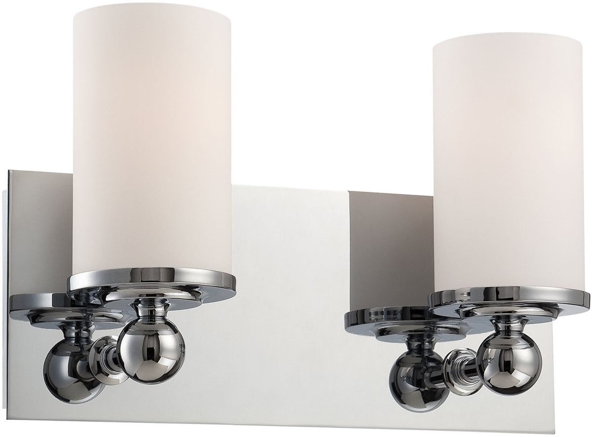 13W Adam 2-Light Bathroom Vanity Light Fixture in Chrome/White Opal Glass - Perfect for Modern Bathroom & Dressing Room Lighting