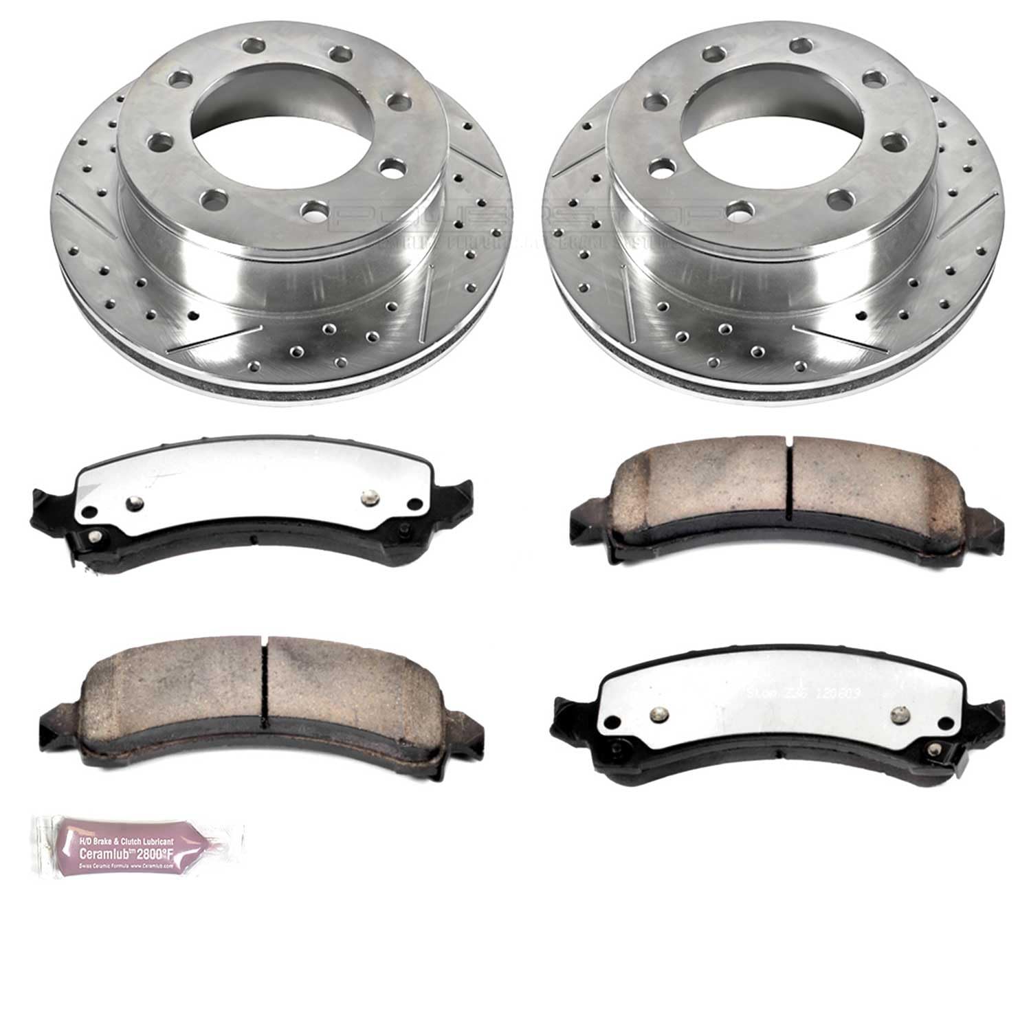 Power Stop K2044-36 Z36 Truck & Tow Brake Kit - Carbon Fiber Ceramic Brake Pads with Drilled & Slotted Rotors for Heavy-Duty Towing & Off-Road Performance | Perfect for Pickup Trucks, SUVs & Commercial Vehicles