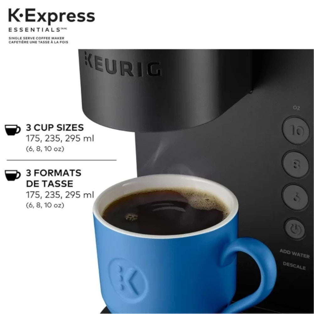 Refurbished Keurig K Express Essentials Single Serve Coffee Maker - Fast Brewing, Compact Design for Home & Office Use - Includes Home Essentials Warranty - Perfect for Small Kitchens, Dorms, and Workspaces