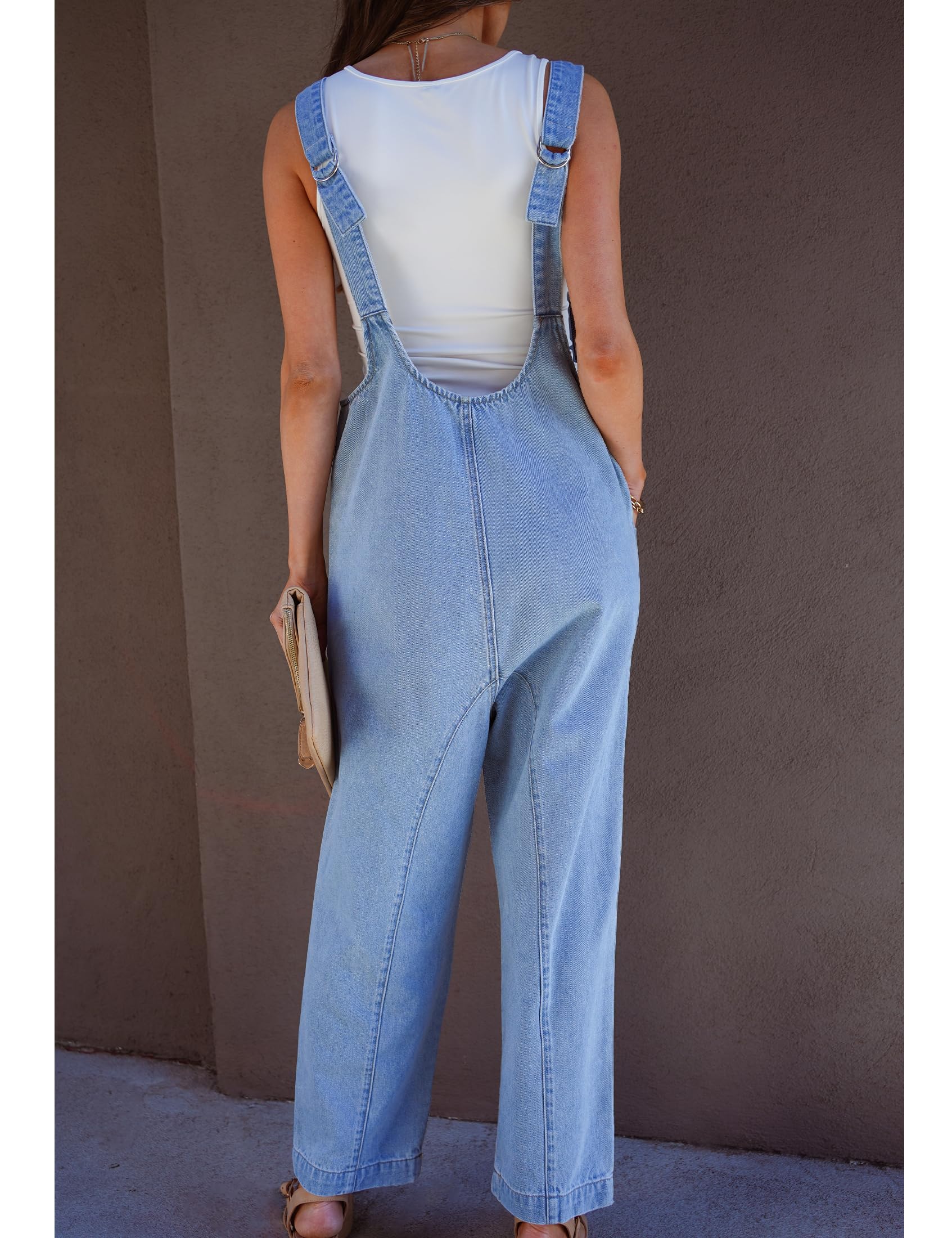 Luvamia Women's Sleeveless Denim Overalls - Casual Baggy Jumpsuit with Pockets | Loose Fit Denim Romper for Summer, Outdoor Activities & Streetwear Fashion