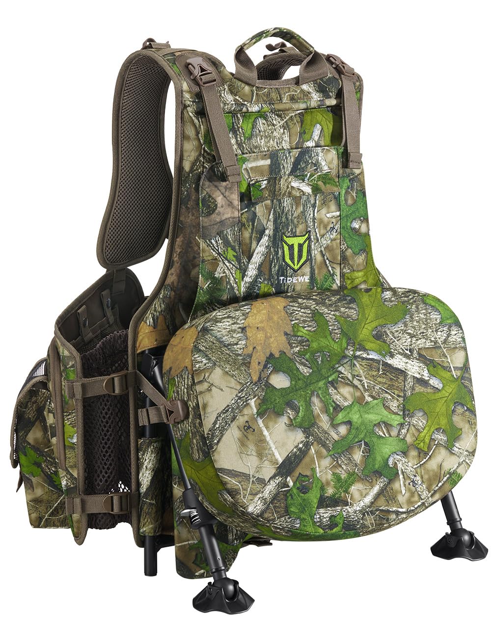 TIDEWE Turkey Hunting Vest with Seat, Game Pouch & Kickstand - Camouflage Hunting Vest for Men & Women - Perfect for Turkey Season, Field Hunting & Outdoor Adventures