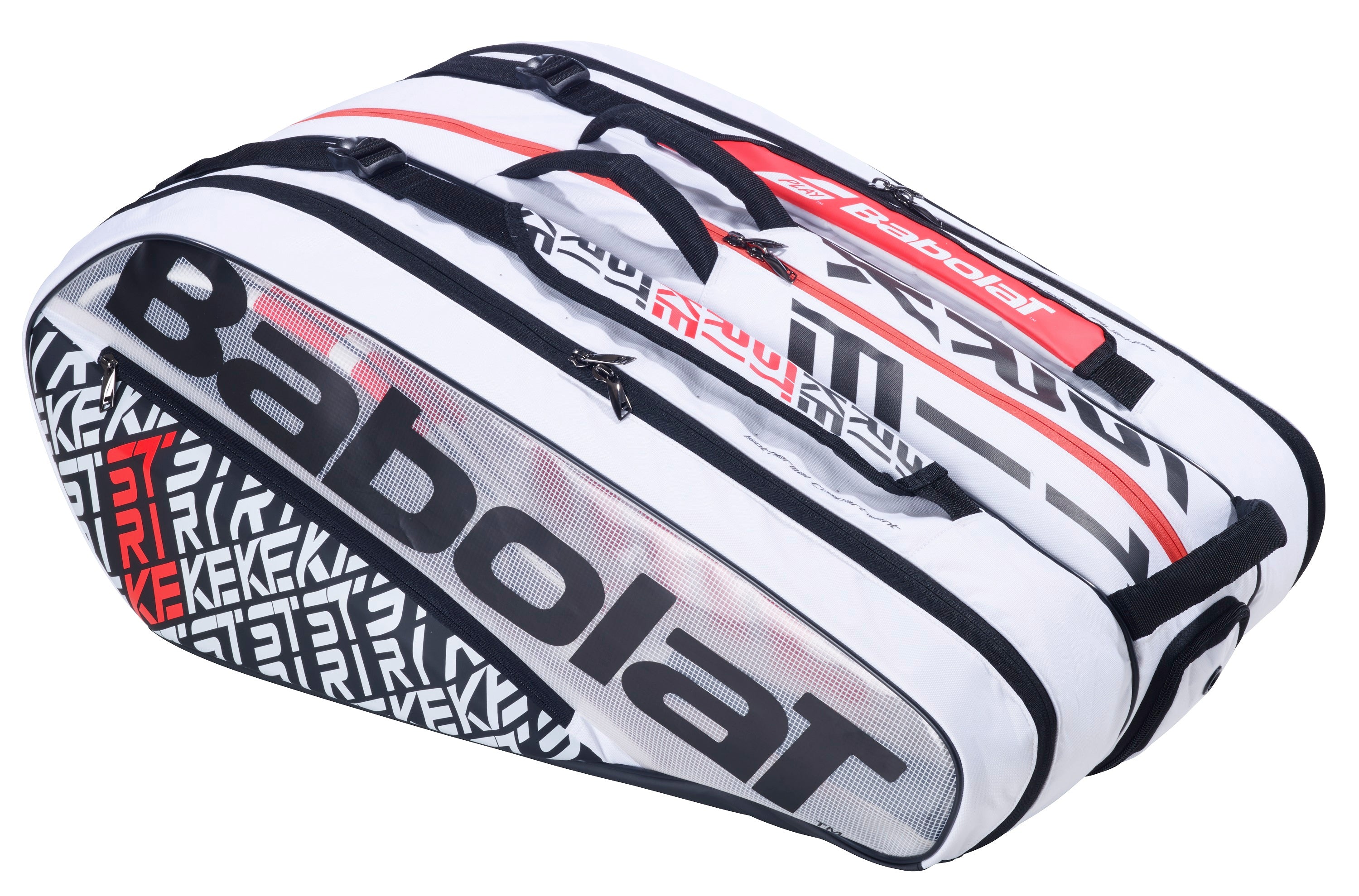 Babolat Pure Strike 12 Pack Tennis Racquet Bag - White | Durable Tennis Gear for Players & Coaches | Perfect for Tournaments, Training & Travel