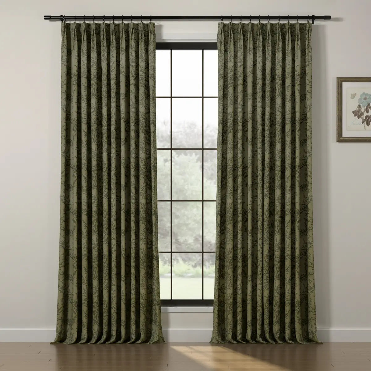 Elegant Sara Le Print Linen Drapery Pleated Curtains - Soft Textured Window Treatments for Living Room & Bedroom Decor