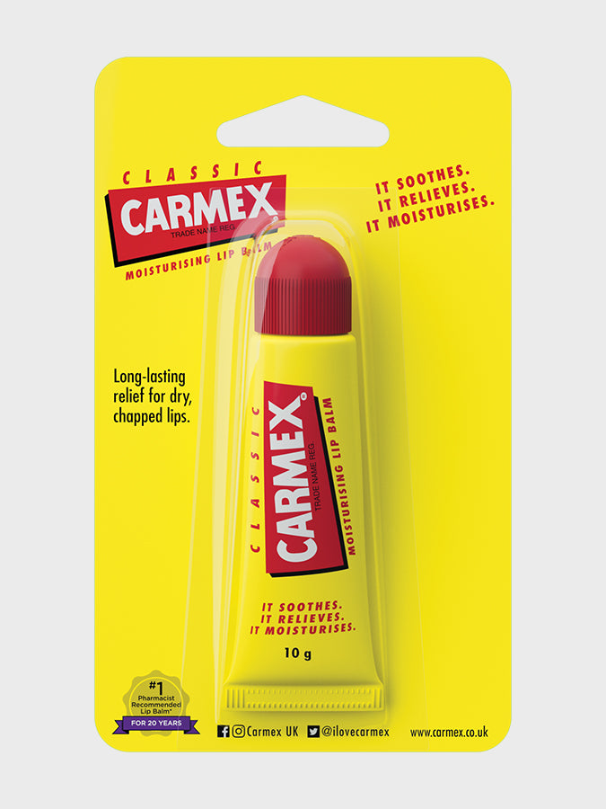 Carmex Classic Lip Balm Tube 10g - Moisturizing & Healing Lip Care for Dry, Chapped Lips - Perfect for Winter, Outdoor Activities & Daily Use