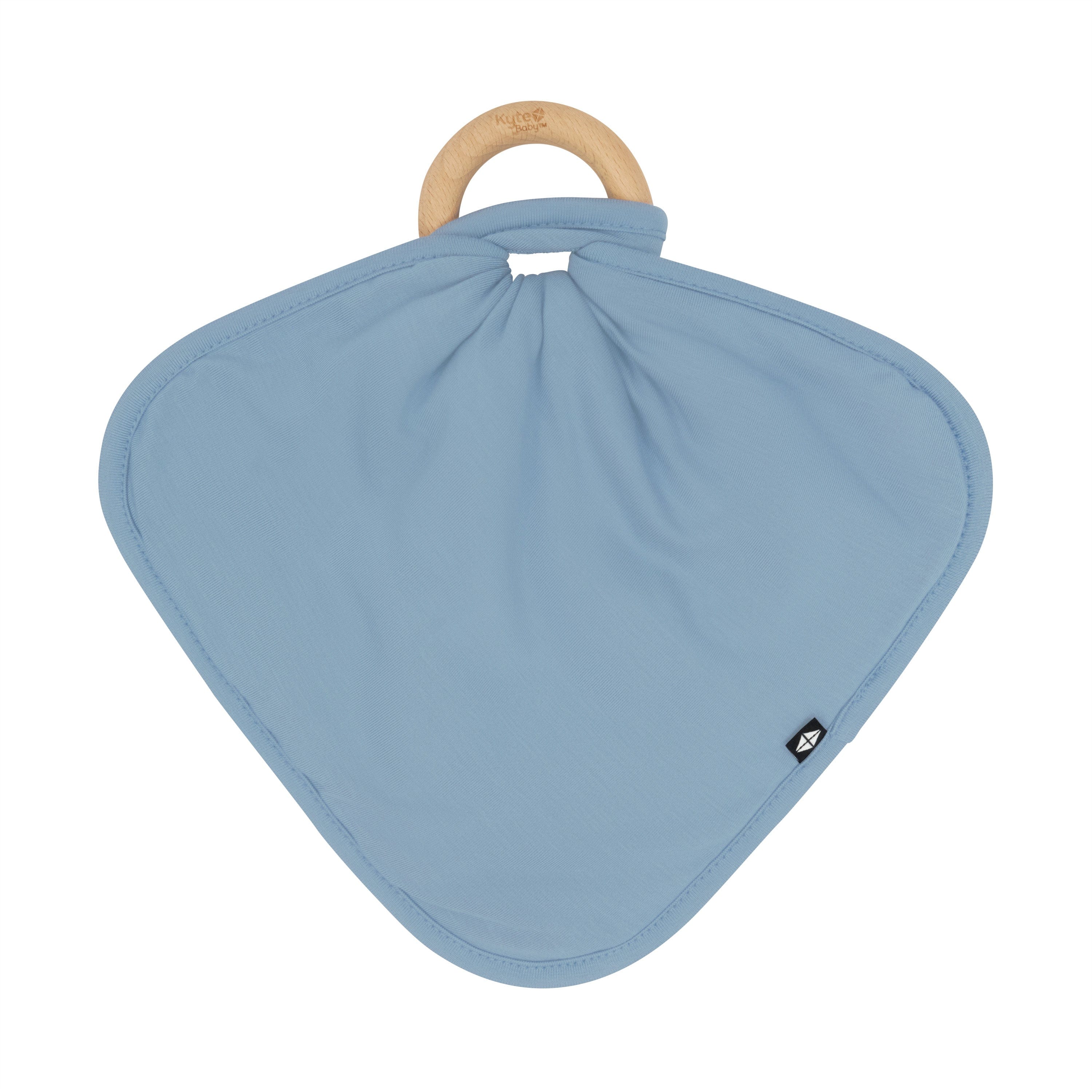 Slate Baby Lovey with Detachable Wooden Teething Ring - Soft Comfort Blanket for Infants & Toddlers - Perfect for Naptime, Playtime, and Soothing Teething Discomfort