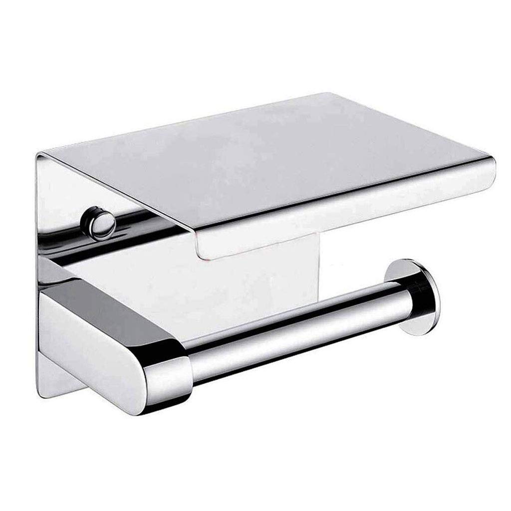 Stainless Steel Wall-Mounted Toilet Paper Holder with Phone Stand | Bathroom & Kitchen Paper Towel Dispenser | Durable Bathroom Accessories for Home & Office Use
