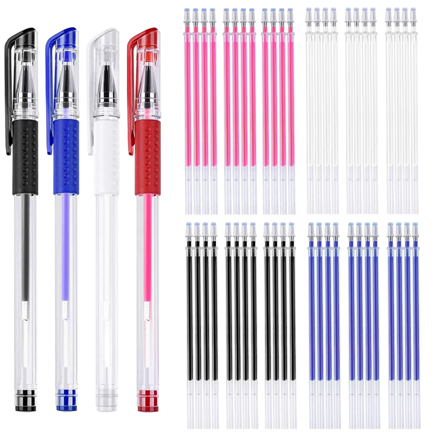 4-Pack Heat Erasable Fabric Marking Pens with 28 Refills - Washable Sewing Markers for Quilting, Dressmaking & Tailoring - Perfect for DIY Fabric Projects, Pattern Marking & Professional Garment Making